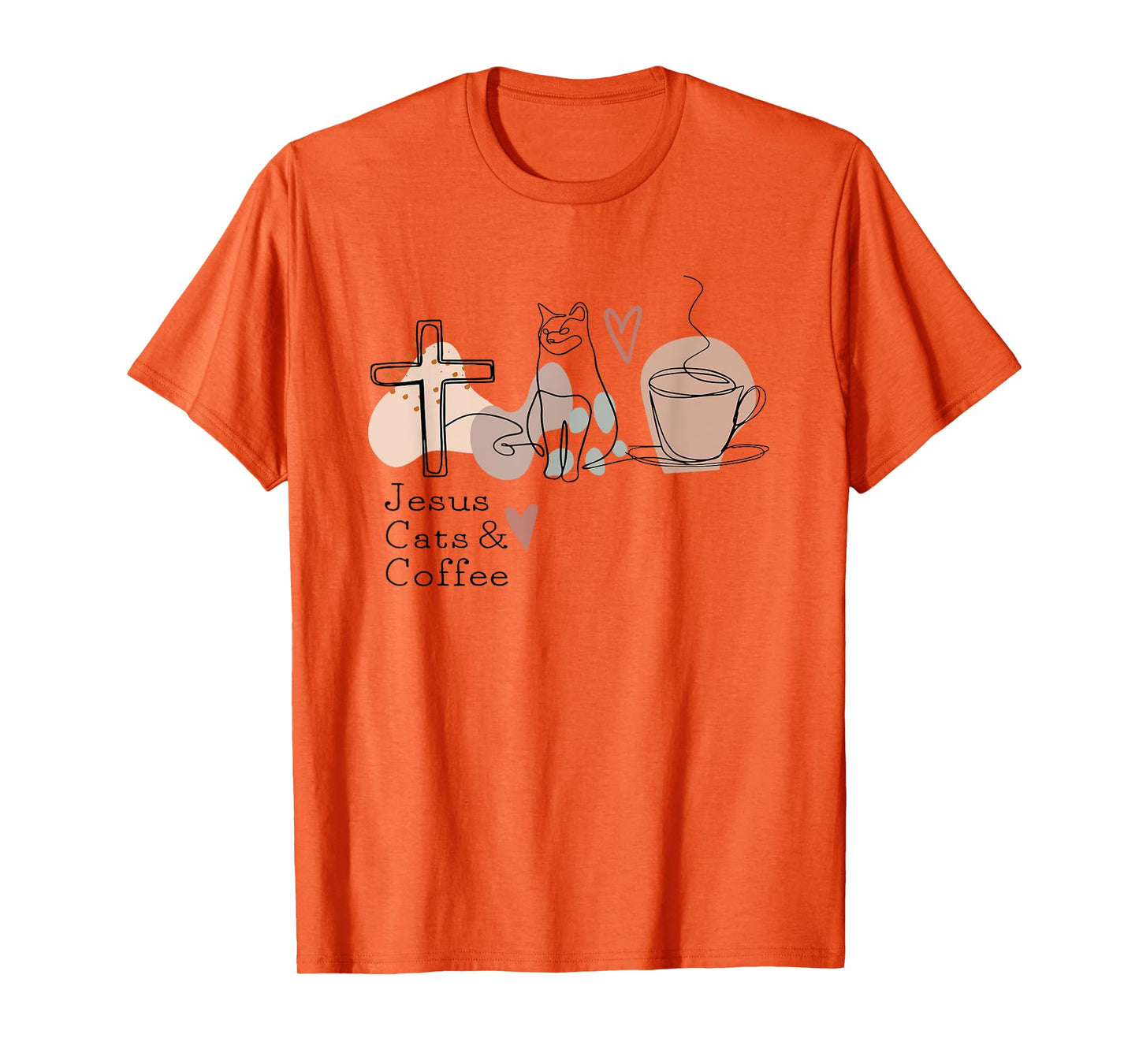 Jesus Cats And Coffee Minimalist Graphic Design T-Shirt