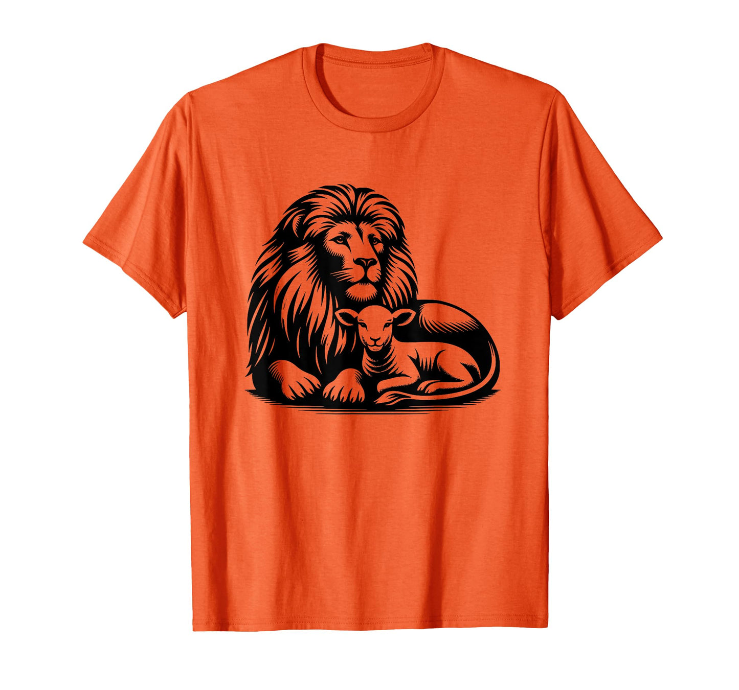 Lion and Lamb Black Design Christian Men Women T-Shirt