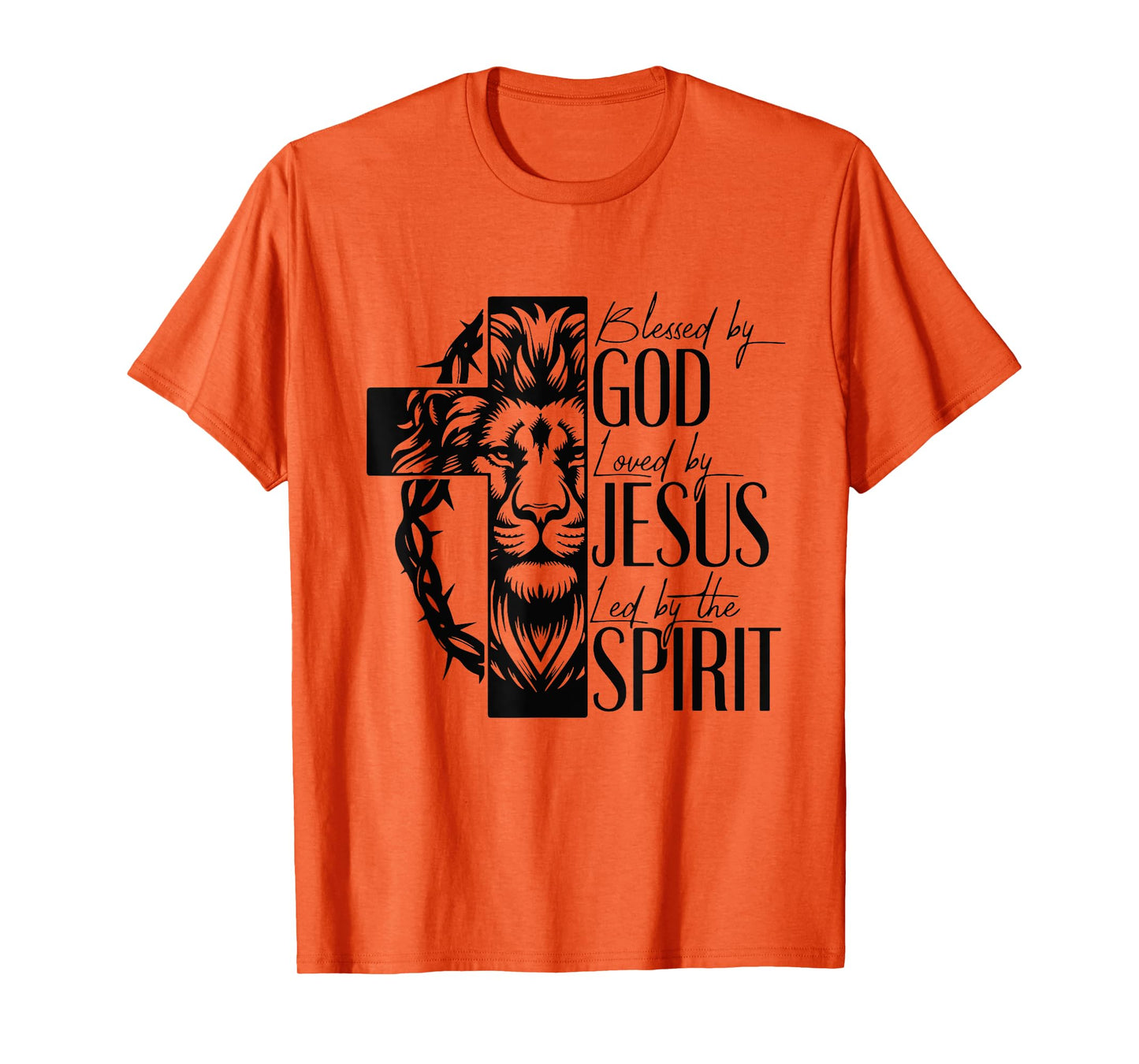 Lion Blessed by god loved by jesus led by the spirit T-Shirt