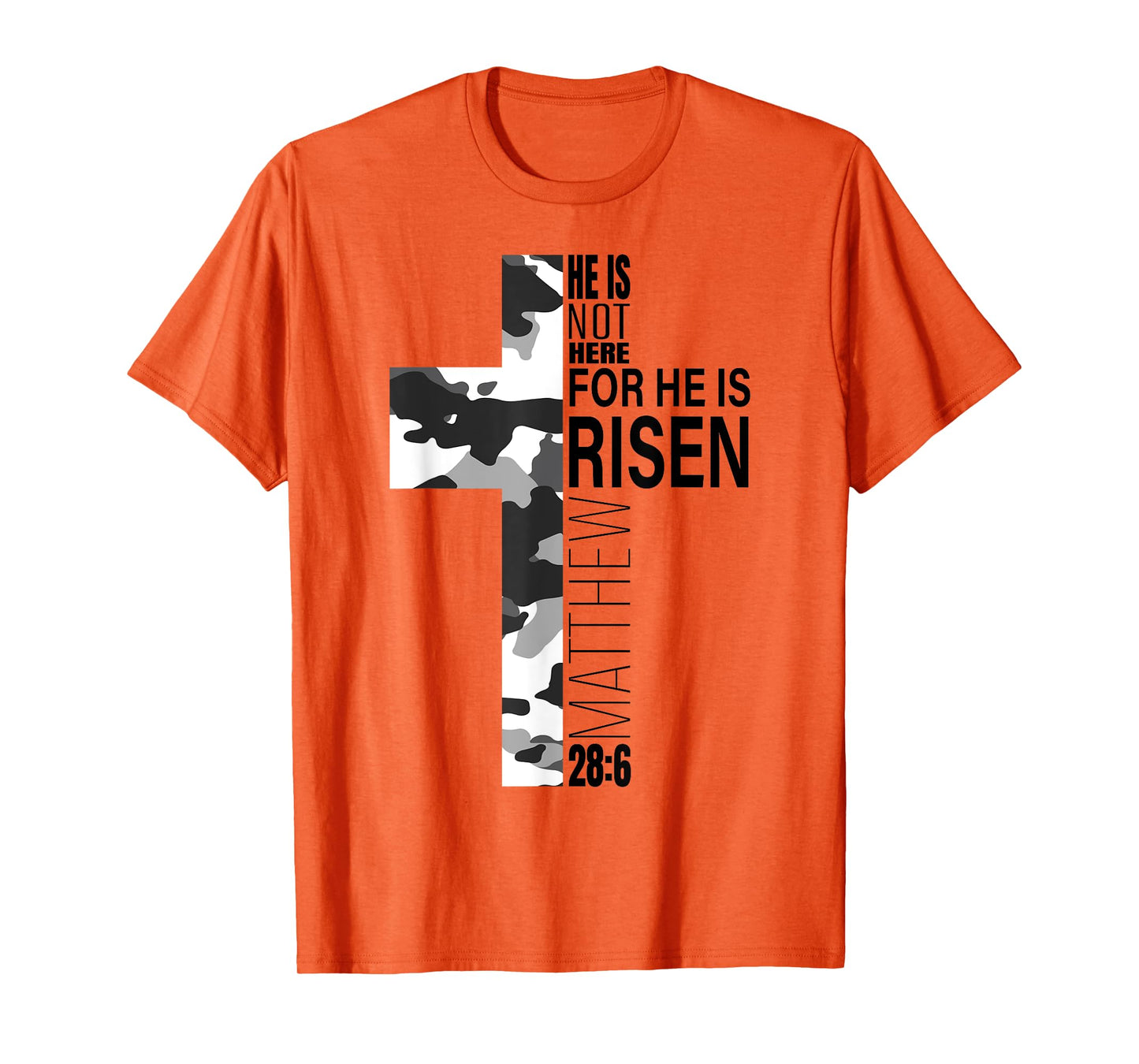 Cool Religious He Is Risen Christian Easter Verse Camo Cross T-Shirt