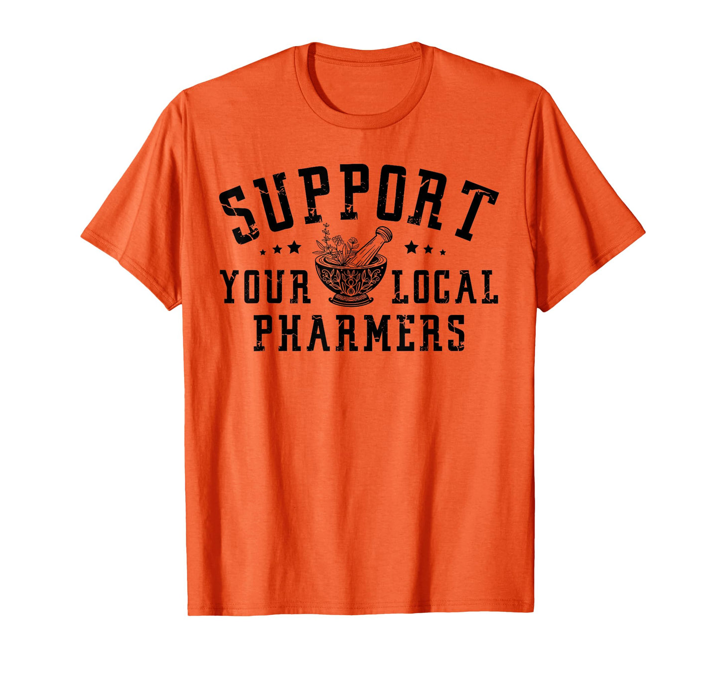Pharmacology Lovers - Support Your Local Pharmers, Cute Pharmacy Tech Pharmer Unisex-Adults Grey Short Sleeve Classic Fit Crew Neck T-Shirt