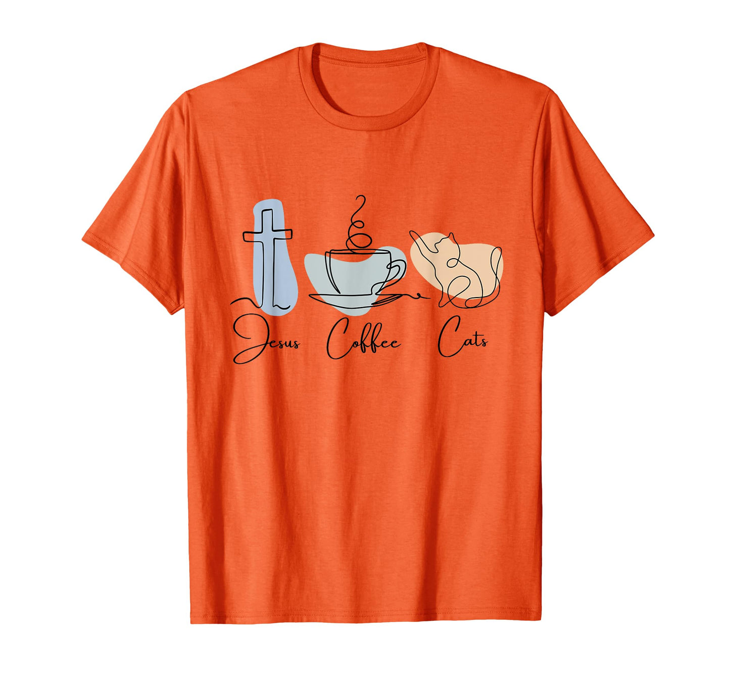 Jesus Coffee Cats Funny Cute Design Jesus Lovers Christian T-Shirt
