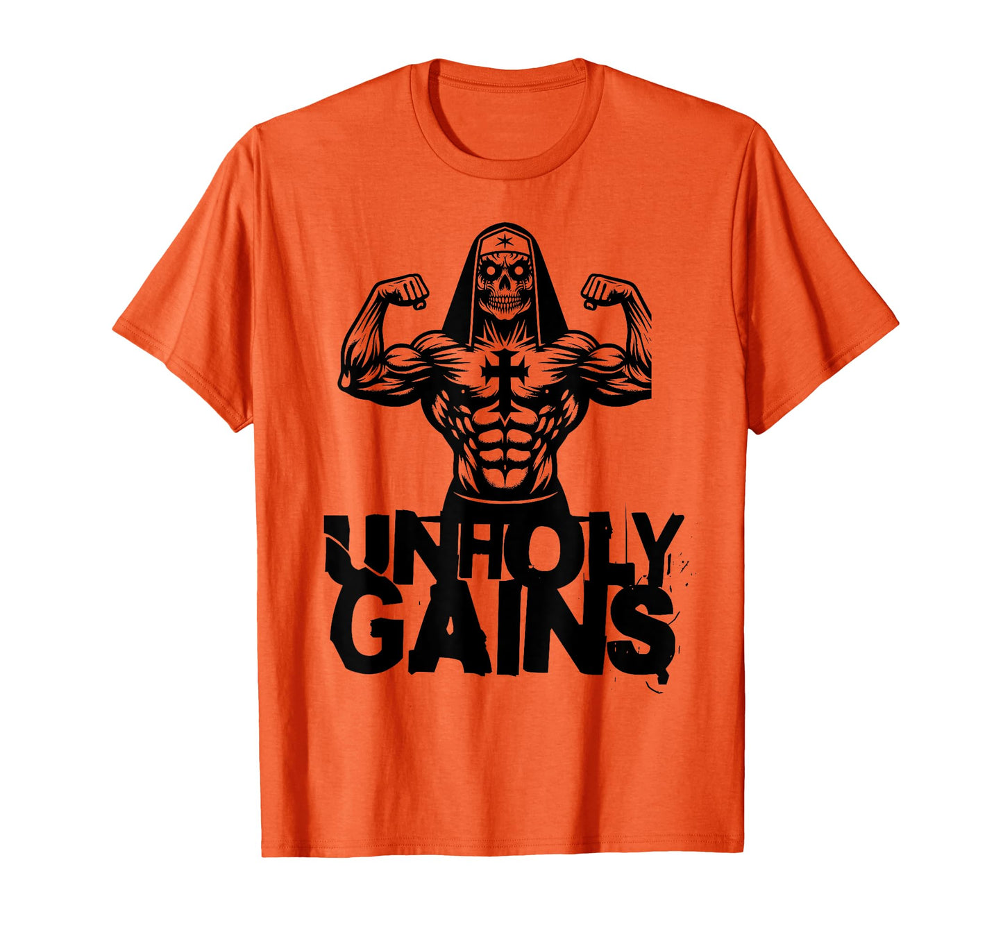 Unholy Gains Satanic Workout Devil Worship Nun T-Shirt