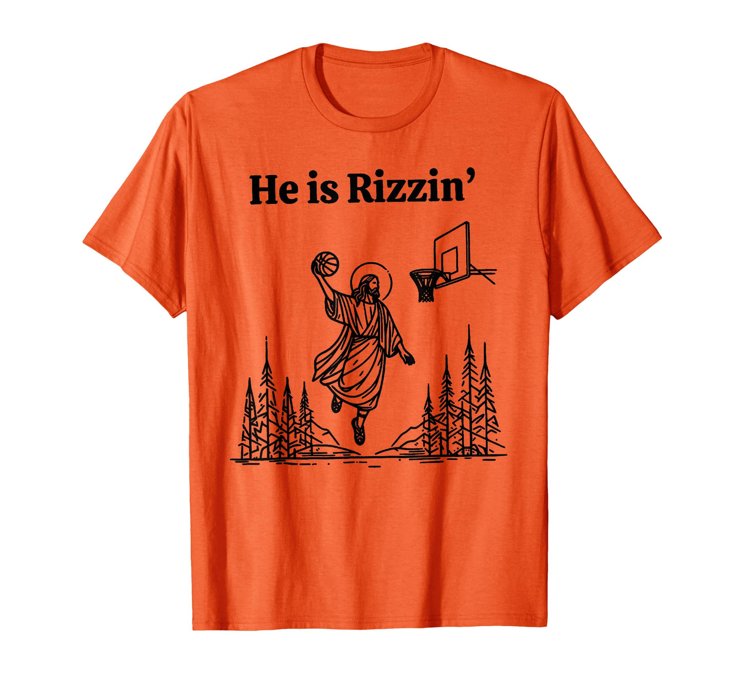 He Is Rizzin Funny Basketball Retro Christian Religious Tee T-Shirt