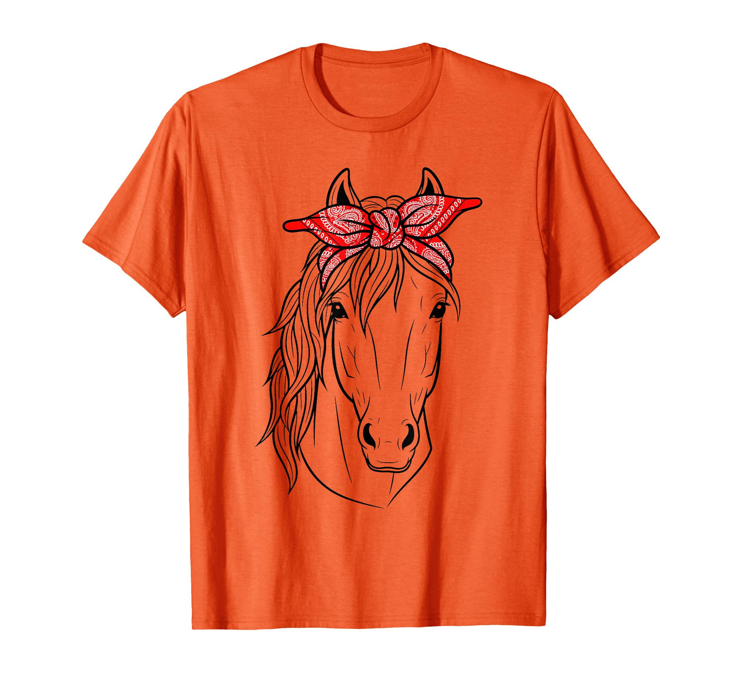 Funny Horse Lovers Tee | Red Bandana Print for Girls & Women T-Shirt