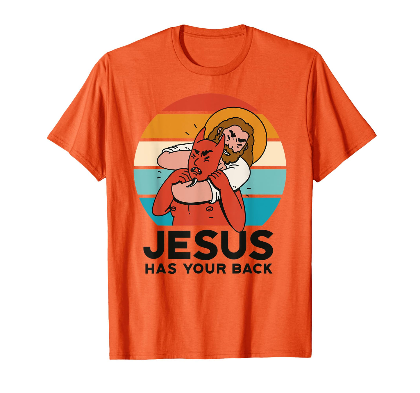 Jesus Has Your Back The Devil Sunset Graphic Funny Christian T-Shirt