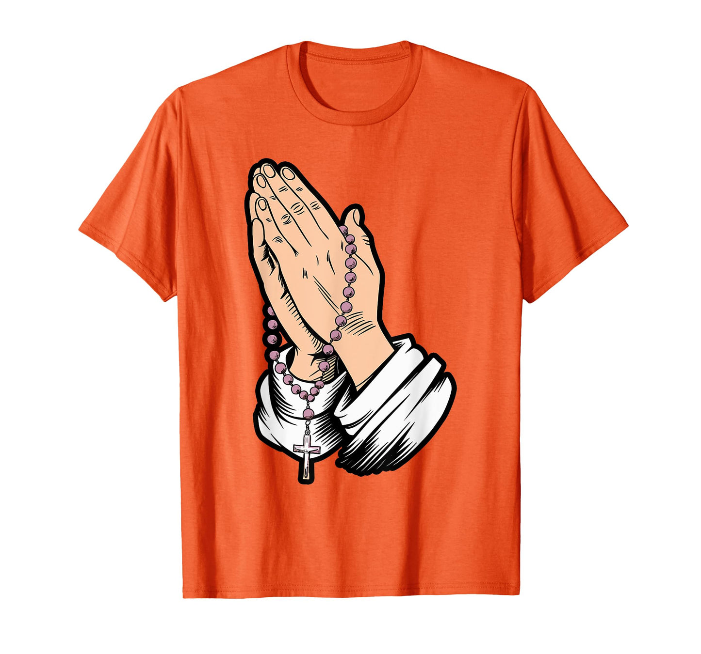 Rosary Praying Hands Faith Religious Christian Catholic T-Shirt