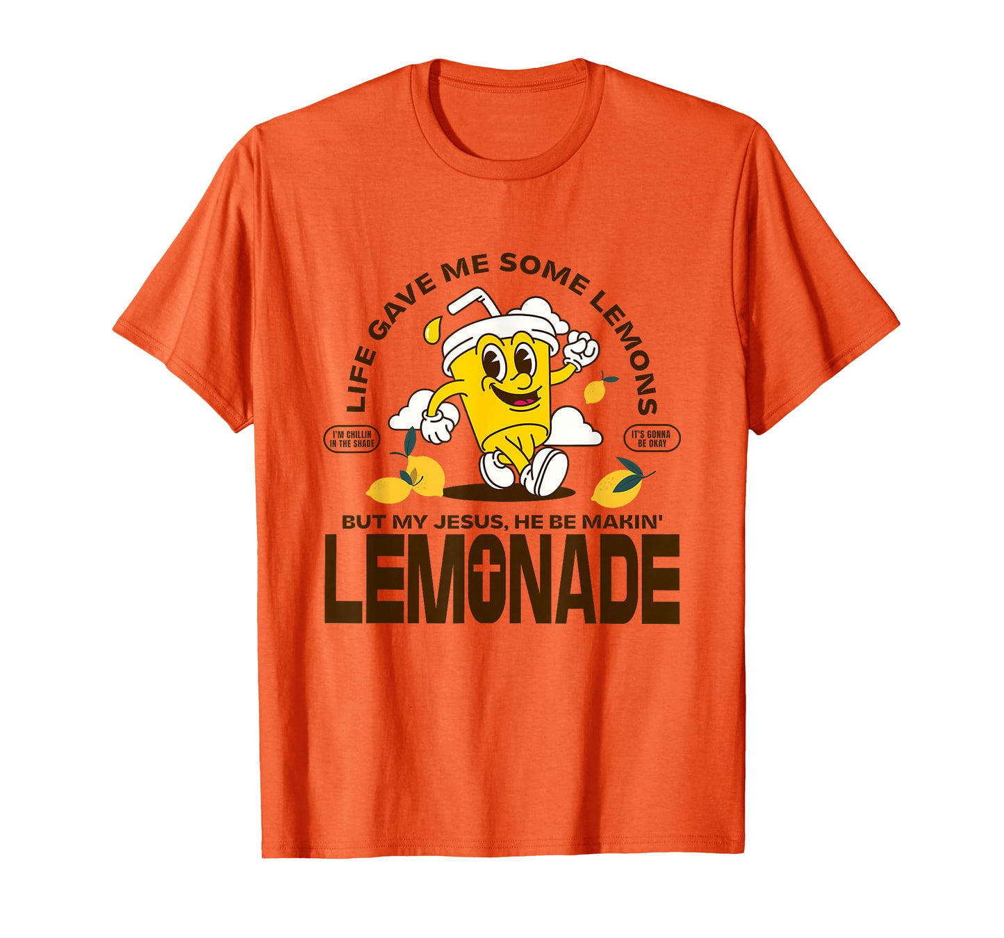 Jesus Making Lemonade Cute Retro Mascot Christian Faith T-Shirt