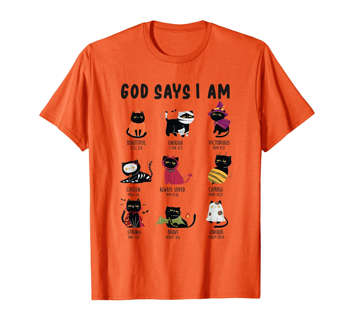 Cute God Says I Am Cat Lover Funny Christian Halloween Kids T-Shirt