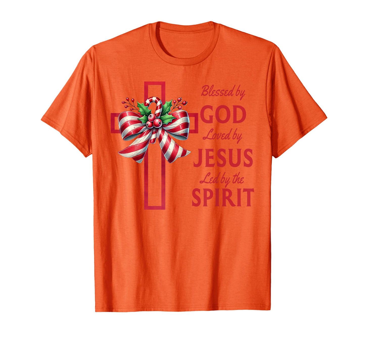 Blessed By God Loved By Jesus Beautiful Candy Cane Cross T-Shirt