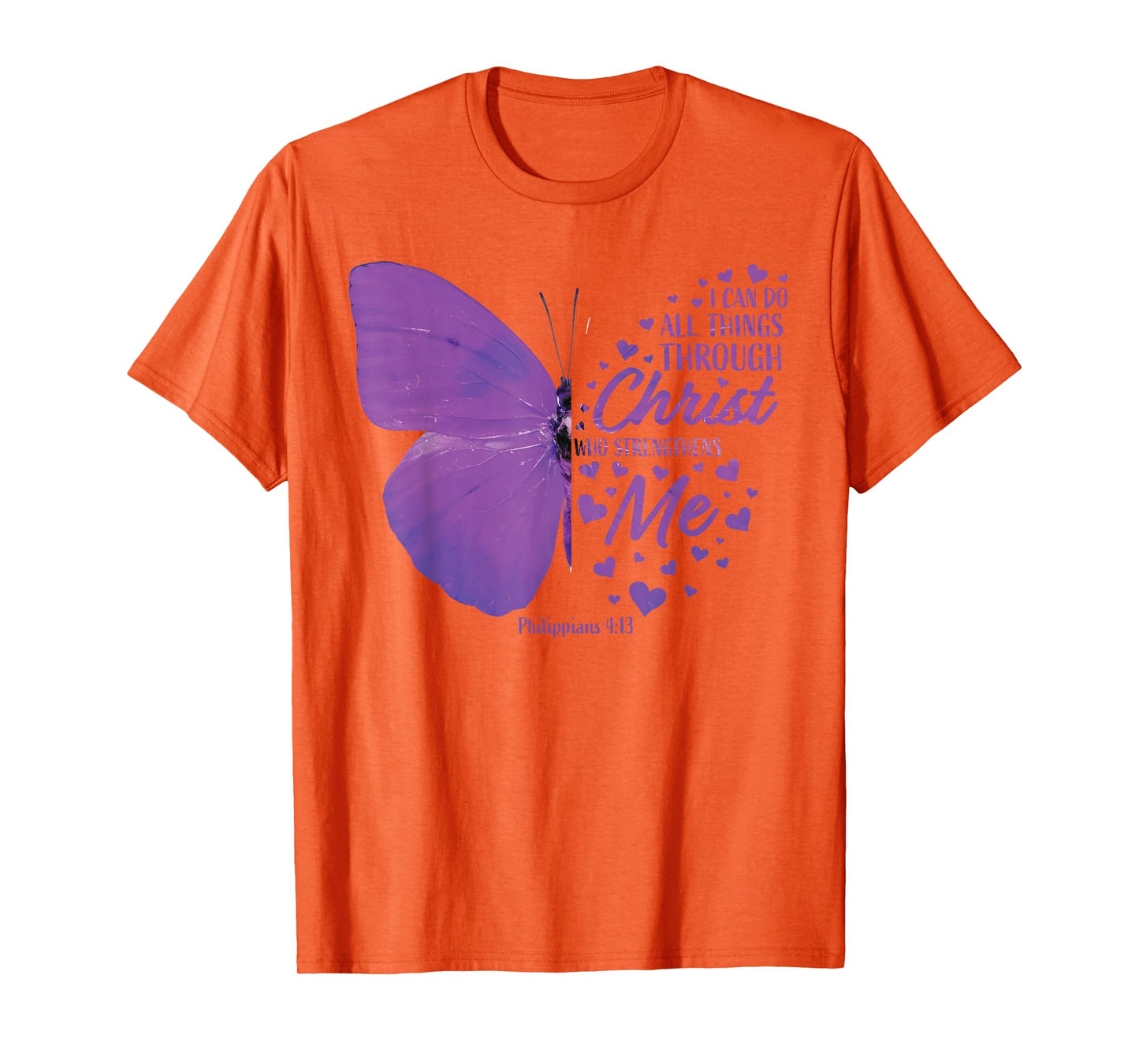 Philippians 4:13 Christian Bible Verse Gifts Women Butterfly T-Shirt