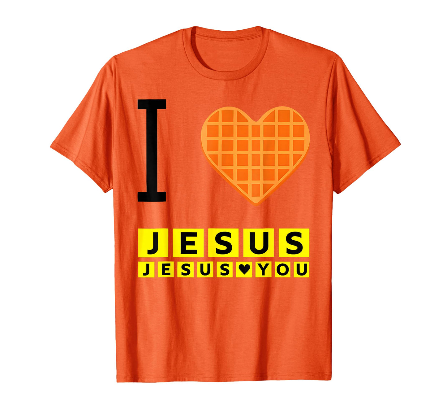 I Love Jesus Waffle Heart Funny Christian Breakfast T-Shirt