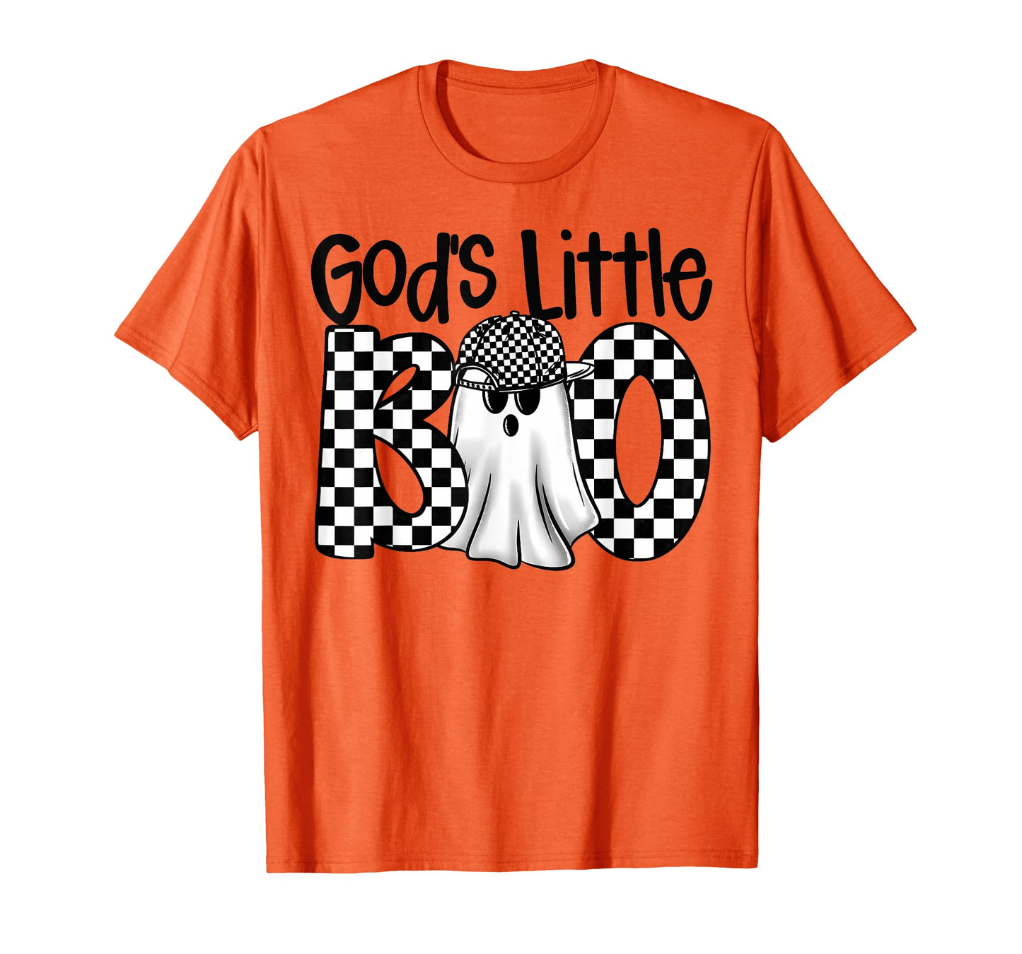 God's Little Boo Checkered Ghost Christian Halloween Boy Kid T-Shirt