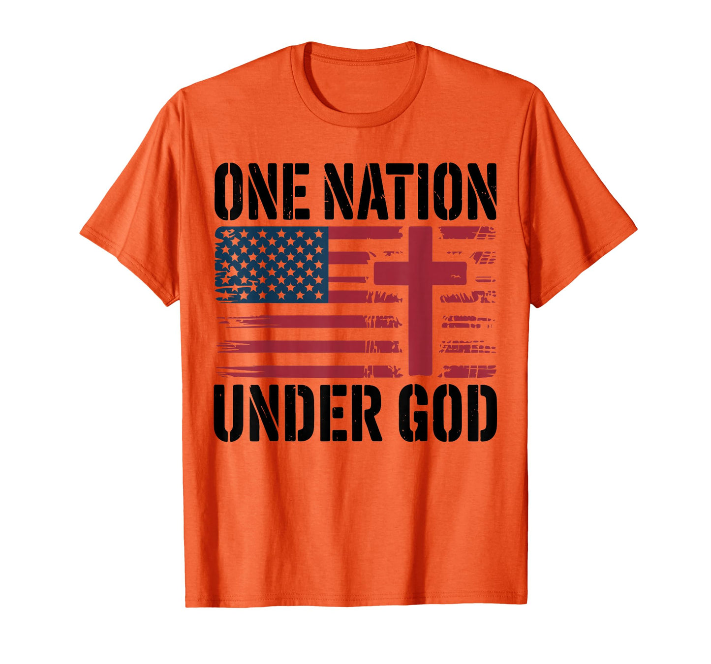 One Nation Under God American Flag Christian Patriotic Cross T-Shirt