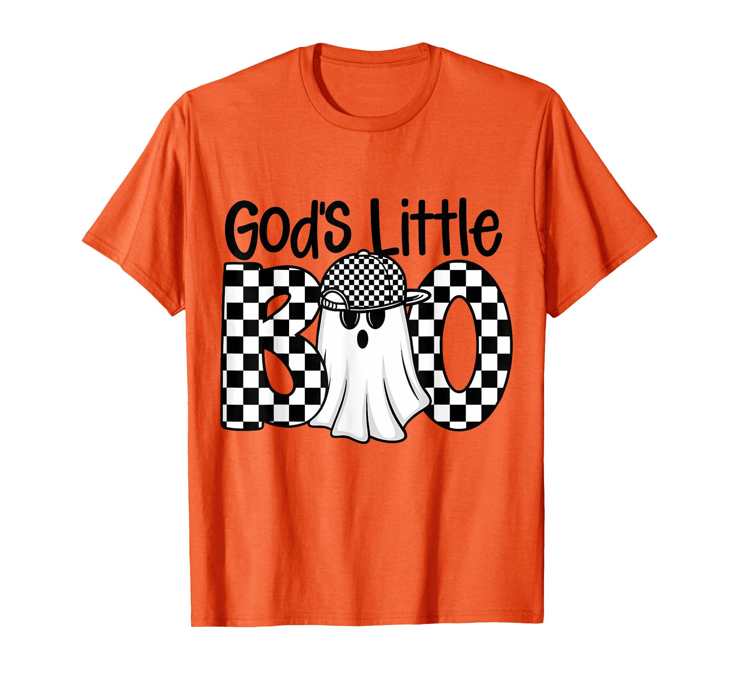 Funny Halloween God's Little Boo Ghost Checkered Toddler Boy T-Shirt