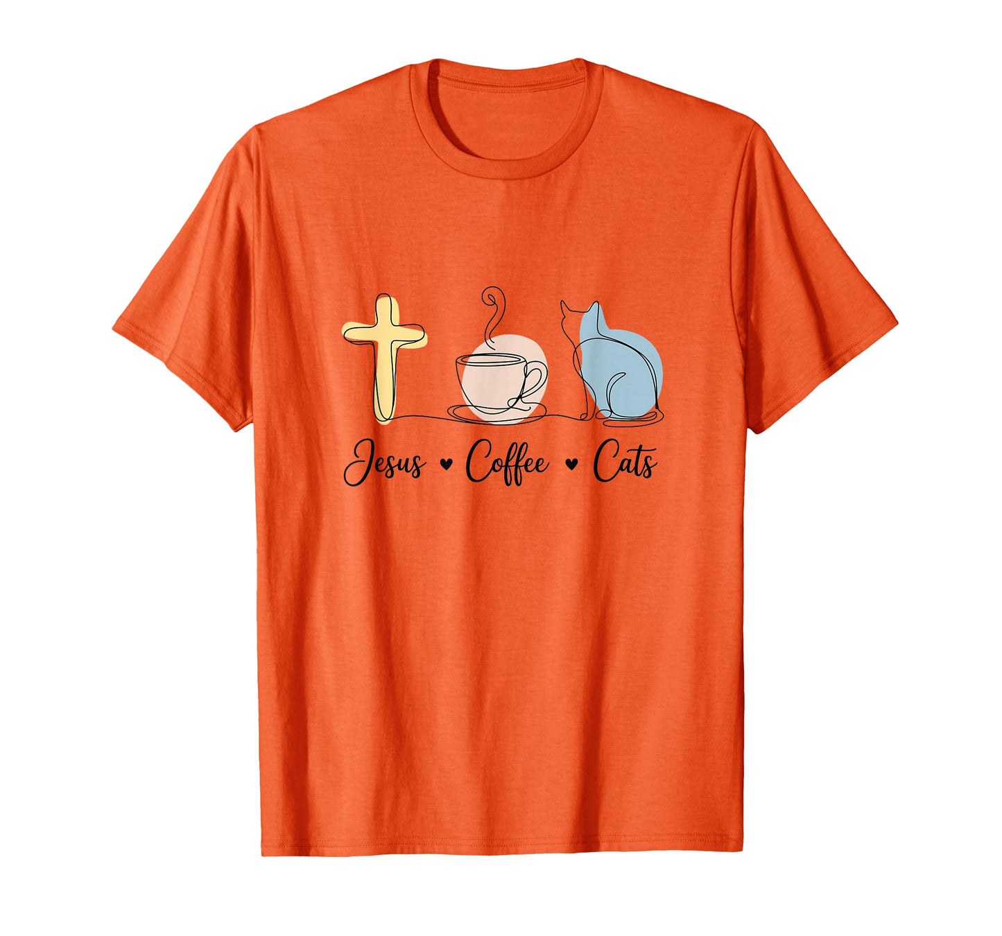 Jesus Coffee Cats Funny Cute Design Jesus Lovers Christian T-Shirt