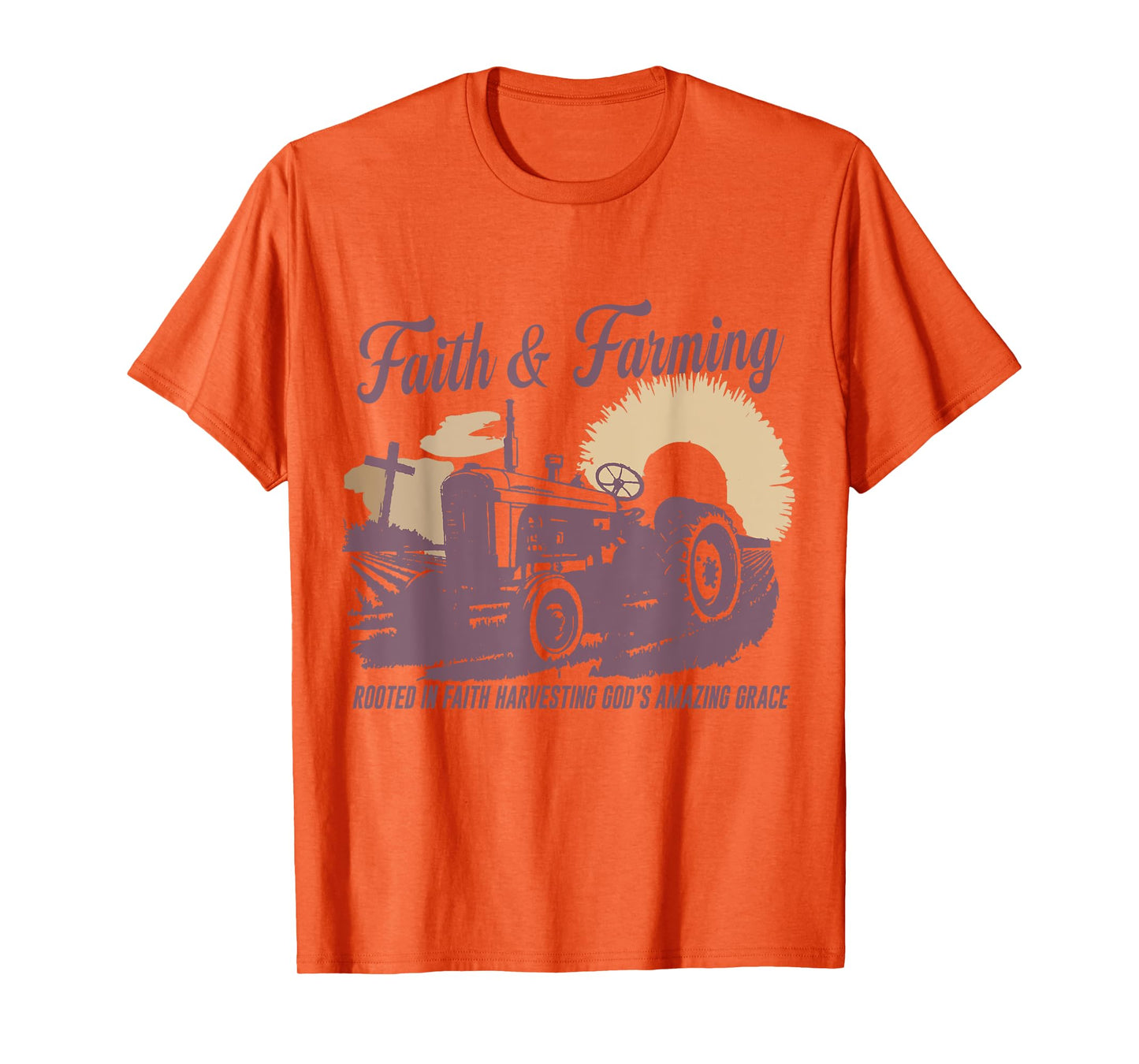 Vintage Tractor Faith & Farming Rooted In Faith Harvesting T-Shirt