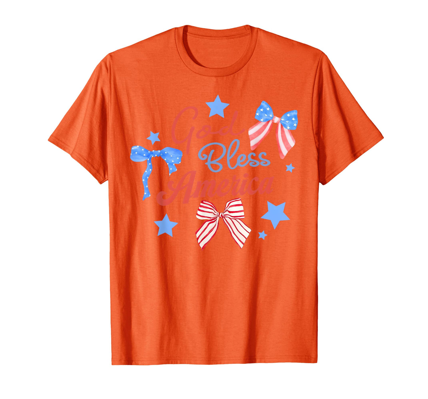 God Bless America Coquette Bow 4th July Christian Patriotic T-Shirt