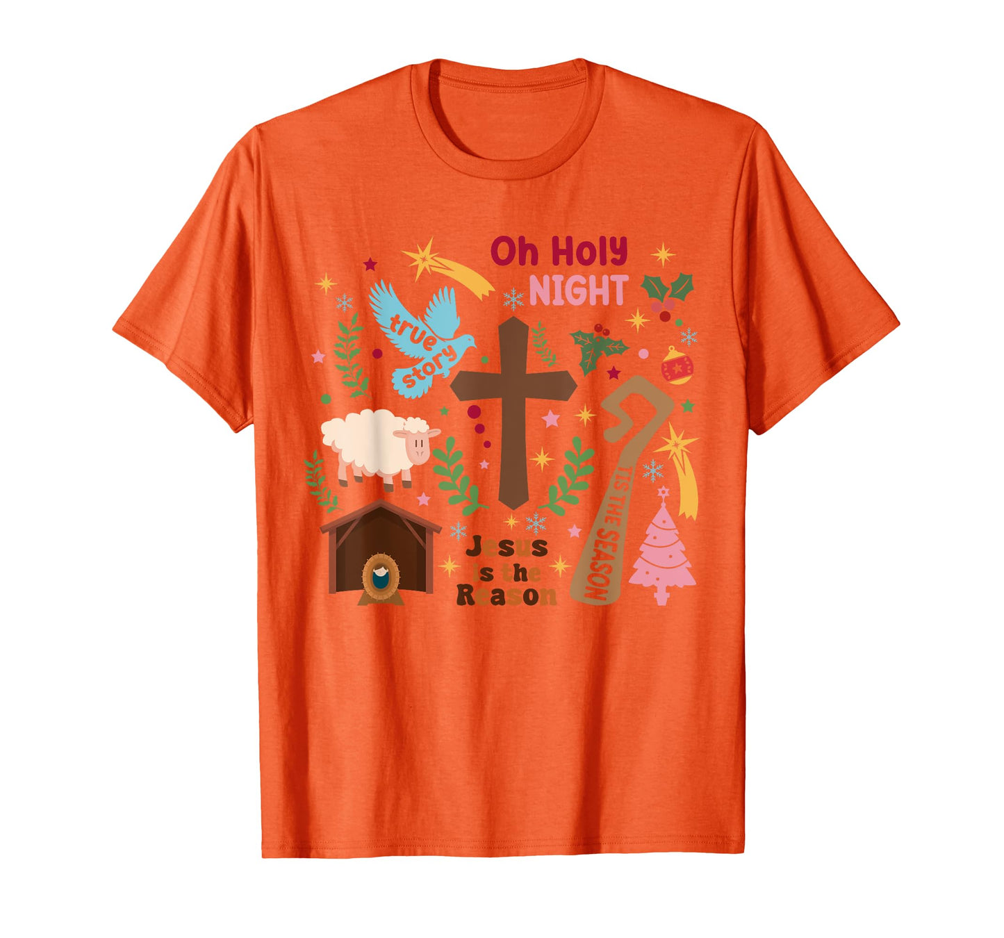 Oh Holy night Jesus is the Reason Christian Christmas Retro T-Shirt