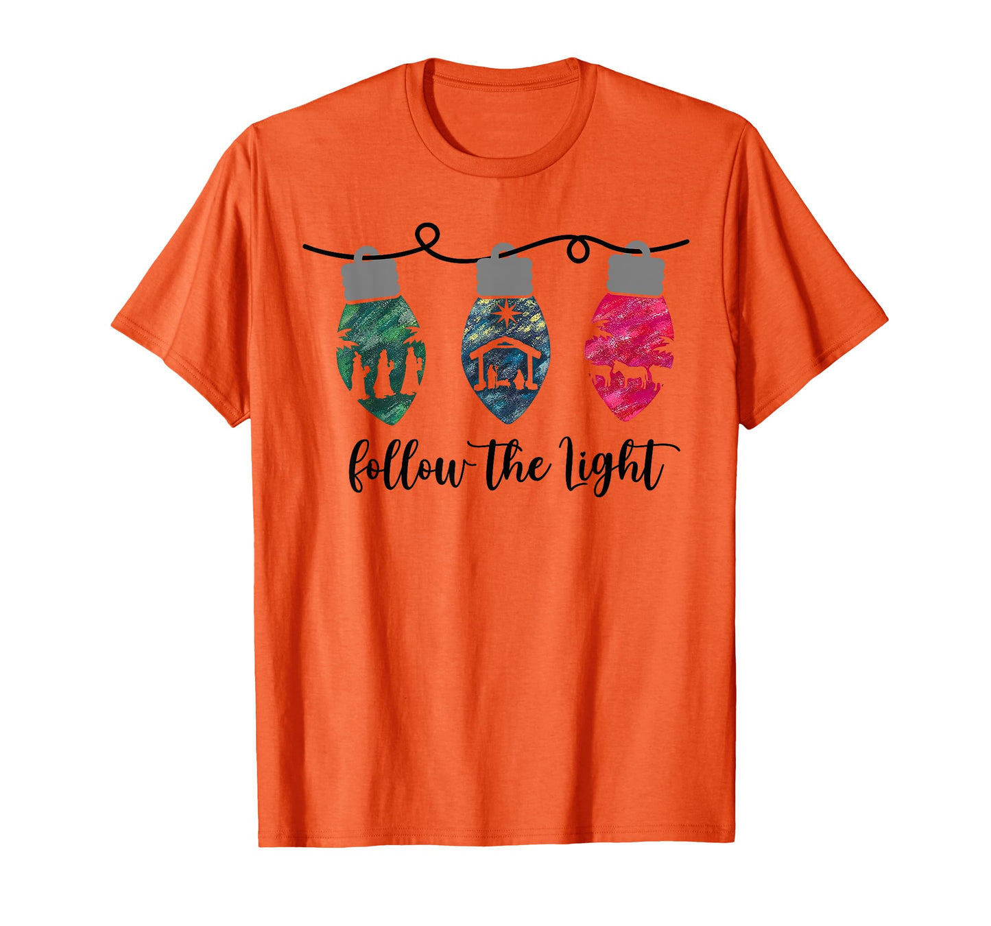 Follow the Light Christ Xmas Light T-Shirt