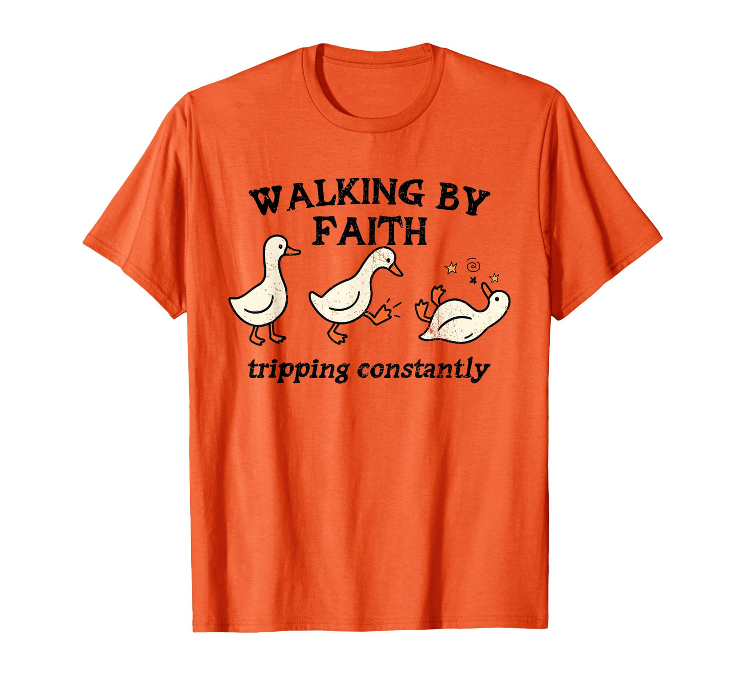 Walking by Faith Tripping Constantly Jesus Cross Christian T-Shirt
