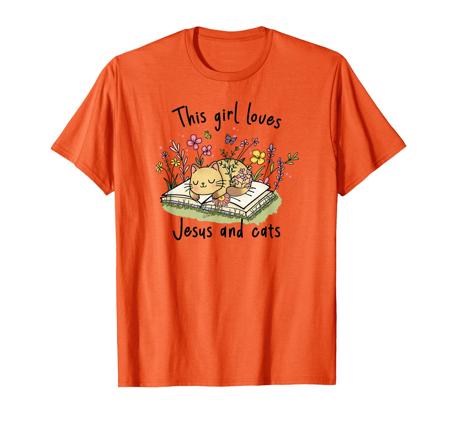 This Girl Loves Jesus And Cats Cute Christian T-Shirt