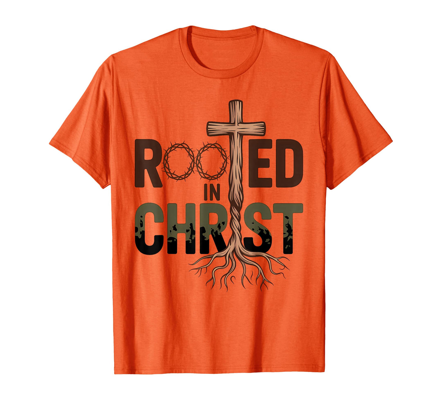 Rooted in Christ Jesus Cross Christian Faith T-Shirt