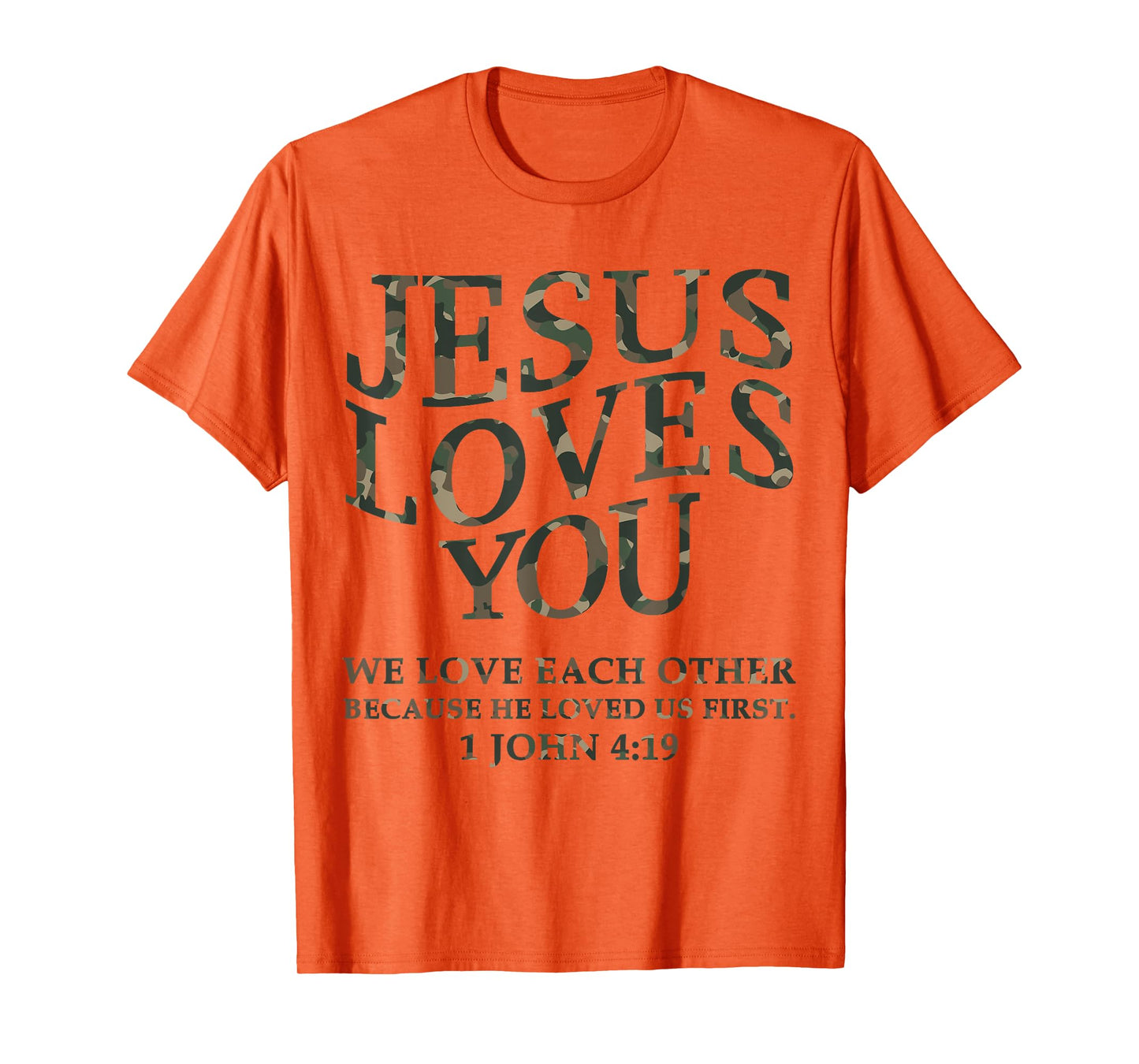 Jesus Loves You Me Camo Christian Youth Men God Son Brother T-Shirt