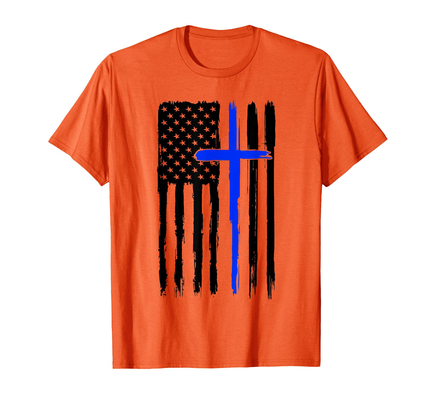 Thin Blue Crossed Line Jesus Christian Police Officer Cop T-Shirt