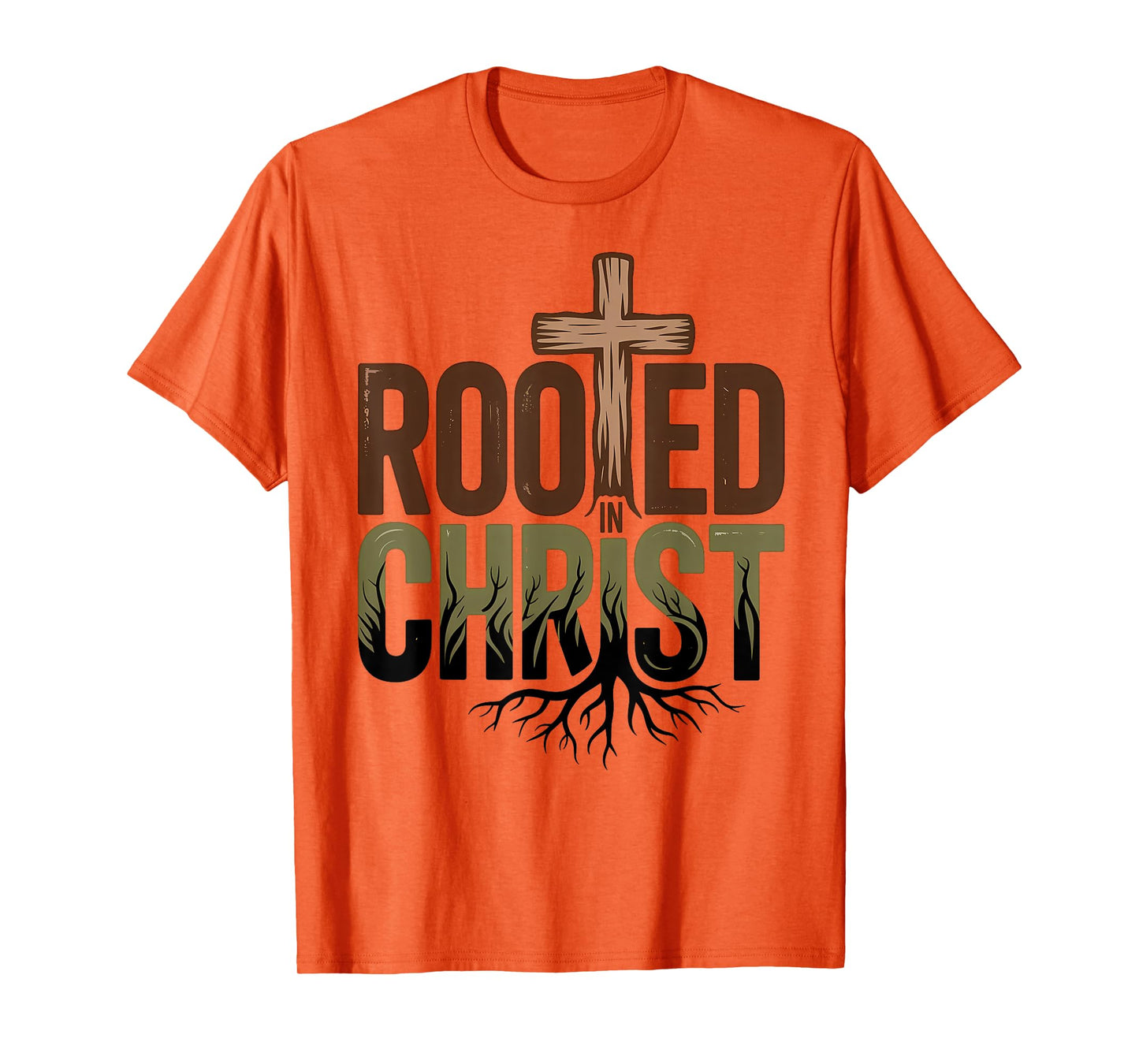 Rooted in Christ Jesus Christian Faith Cross T-Shirt