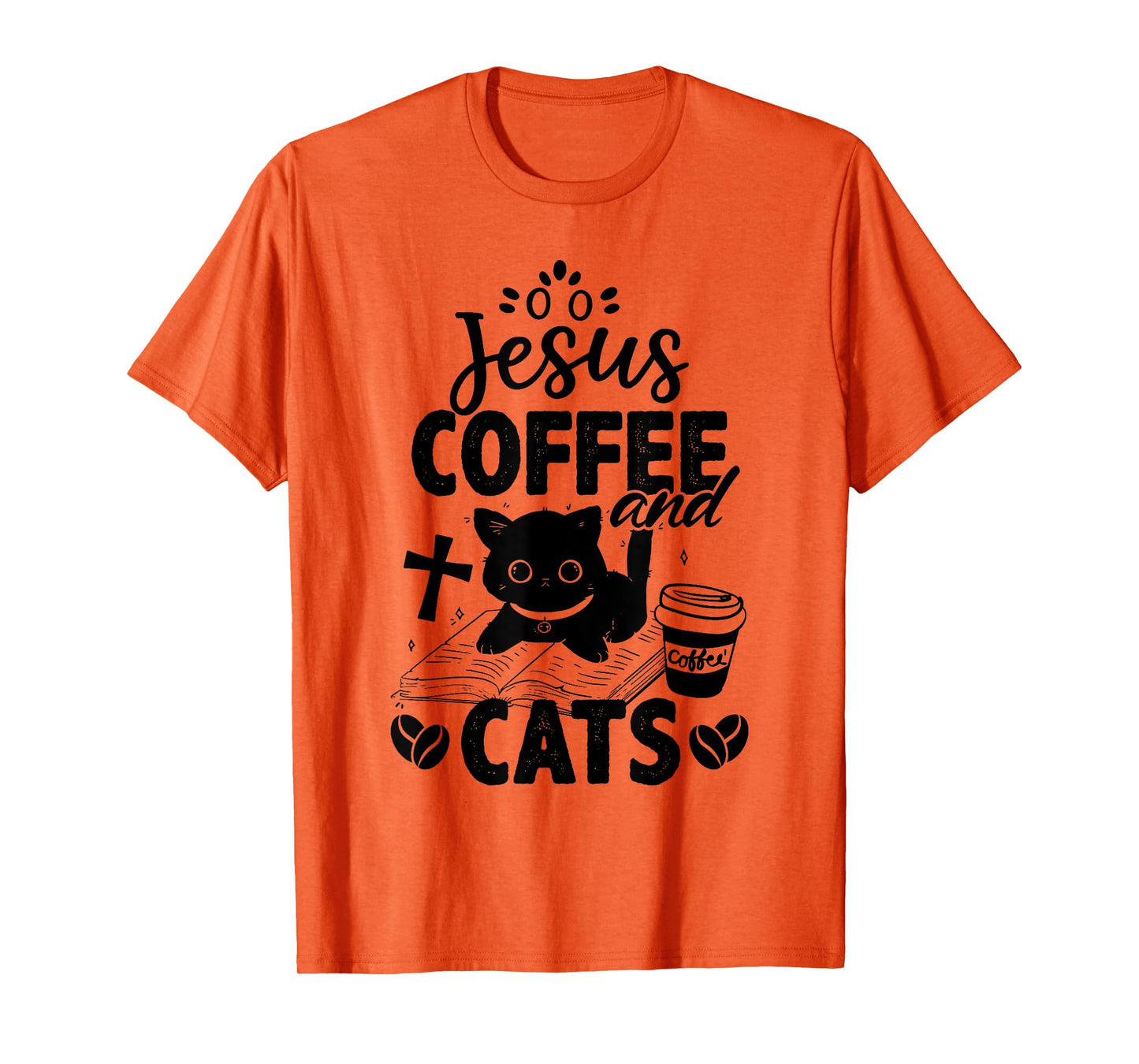 Jesus Coffee and Cats Cute Christian Cat Lover T-Shirt