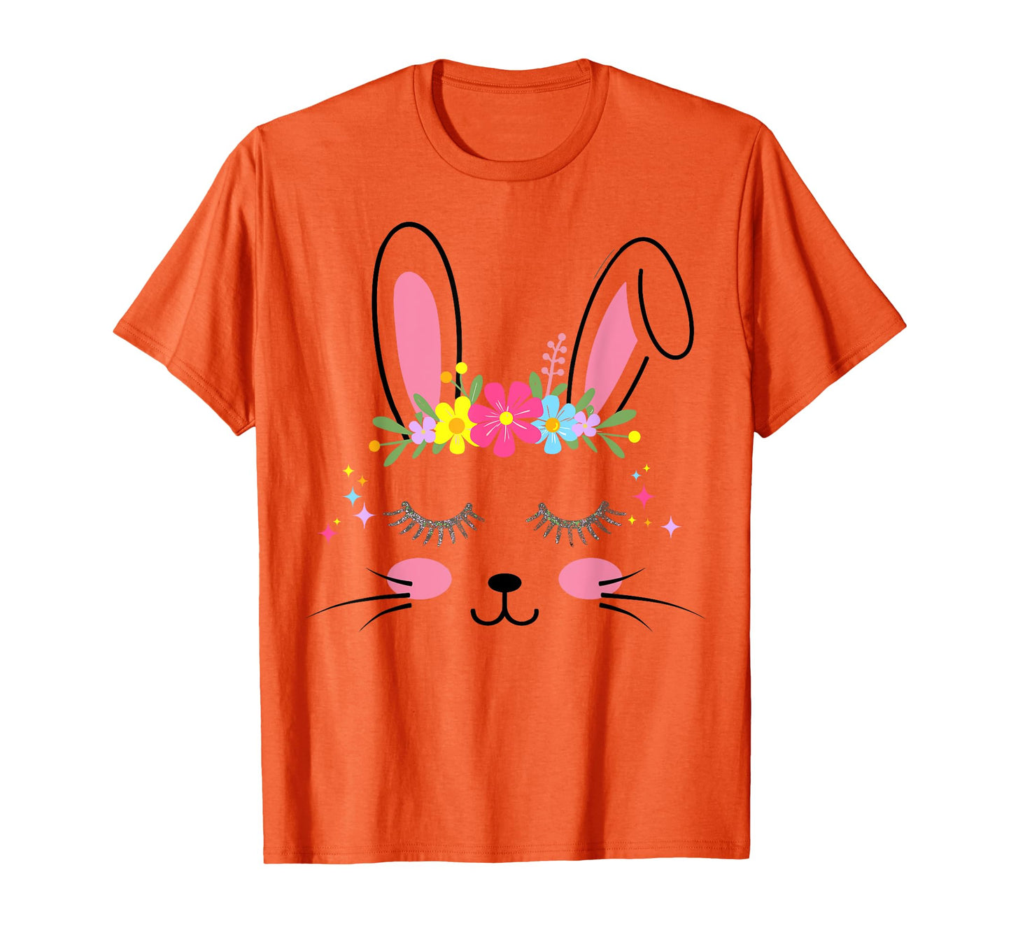 Cute bunny face flowers for easter girls women T-Shirt