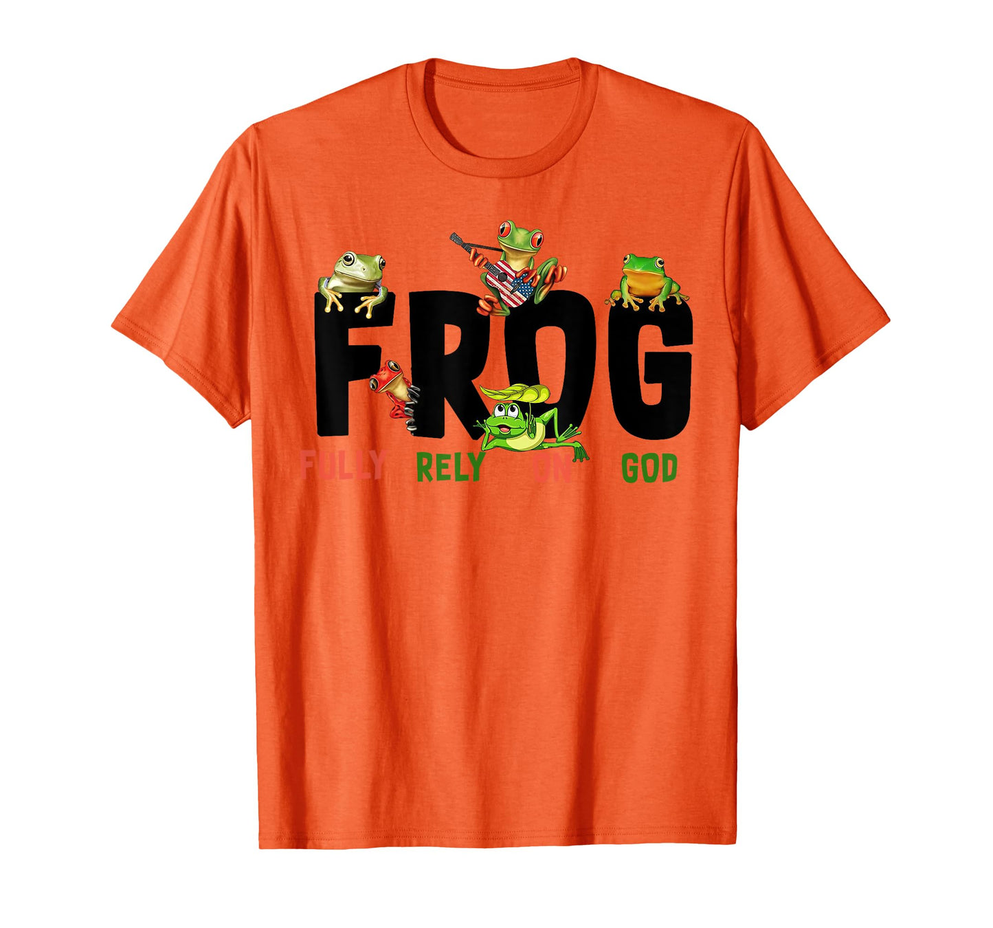 Funny Frog Fully Rely On God Tee Shirt - Unisex Kids Christian T-Shirt - White - Small - Short Sleeve