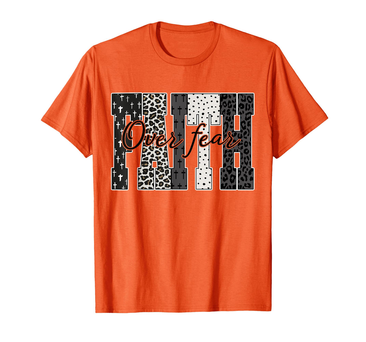 Faith Over Fear Leopard Bible Jesus Christian Bible Verse T-Shirt