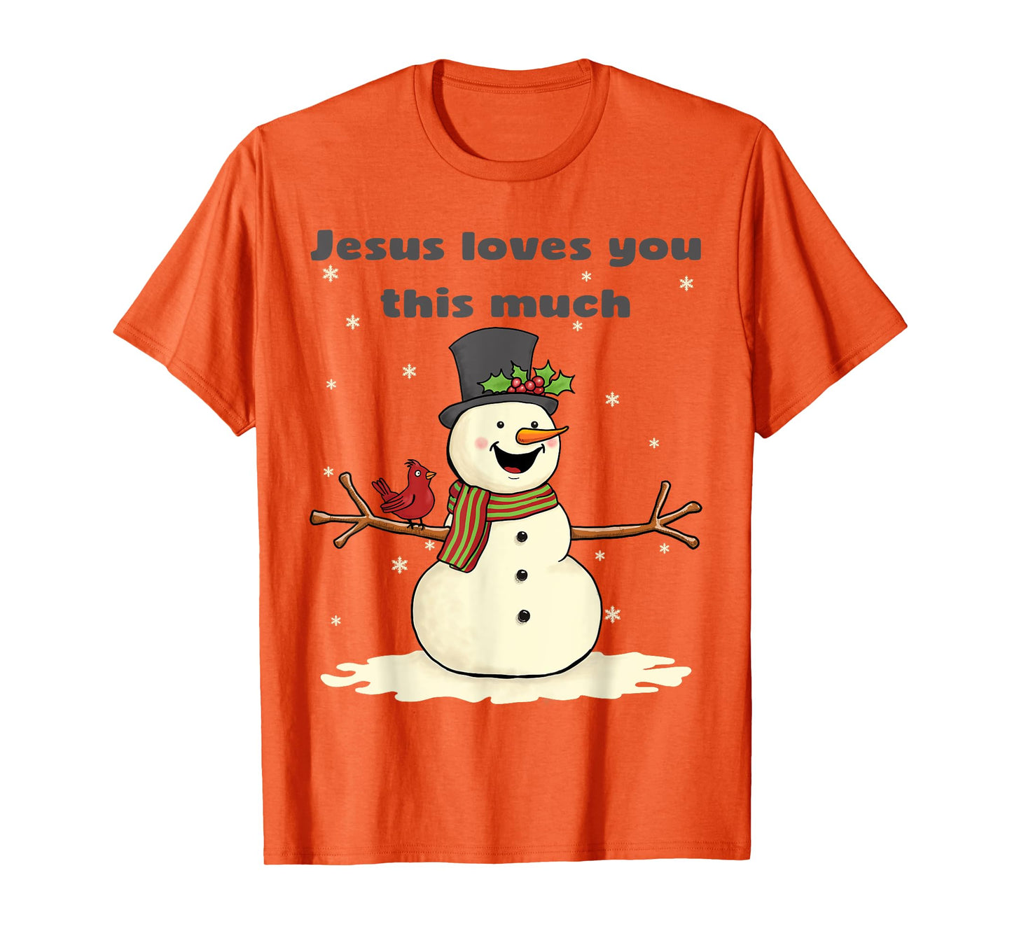Cute Christian Christmas Snowman Jesus Loves You T-Shirt