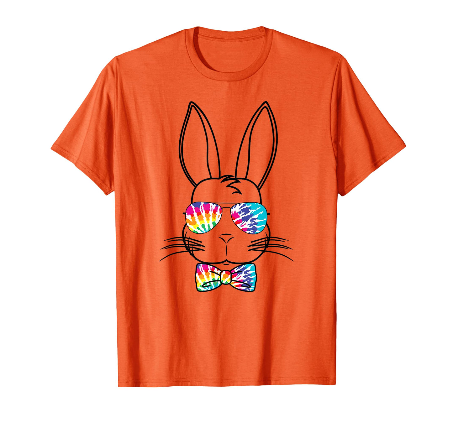 Bunny Face With Tie Dye Sunglasses & Bow Tie Easter Rabbit T-Shirt