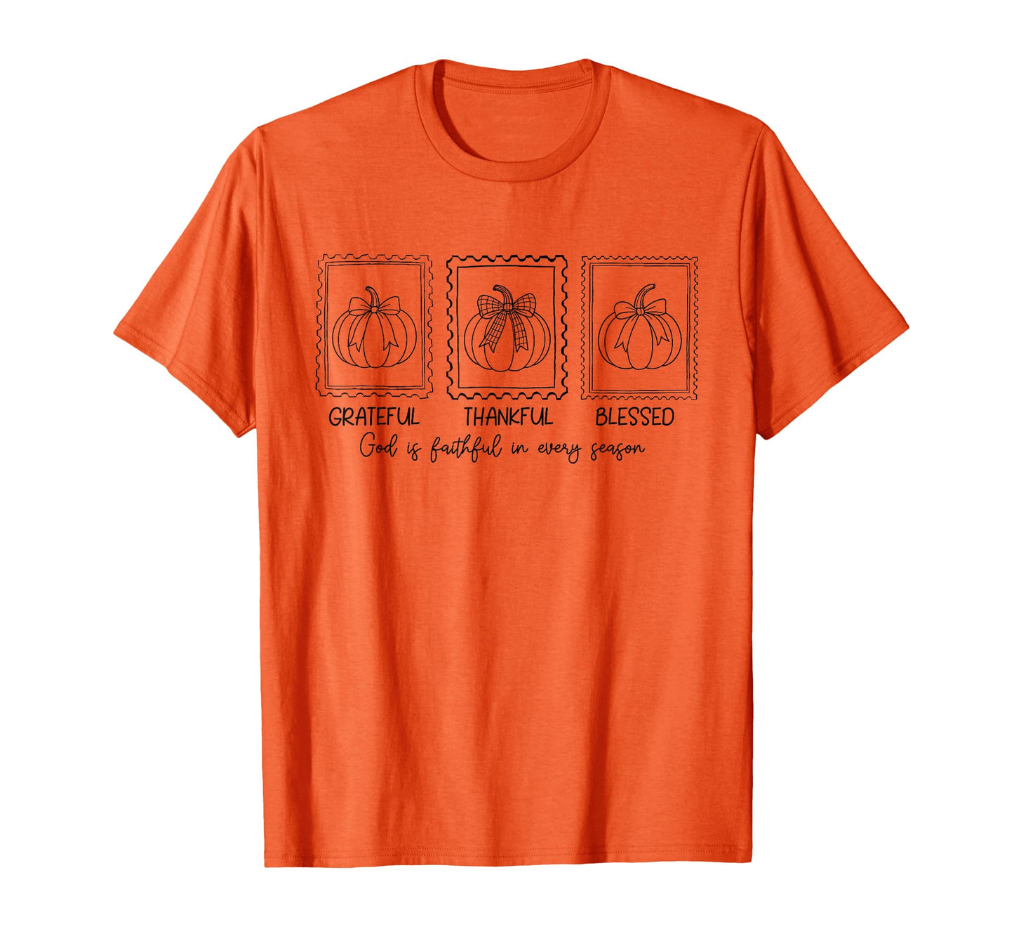Christian Pumpkin Shirt Grateful Thankful Blessed Fall Faith T-Shirt