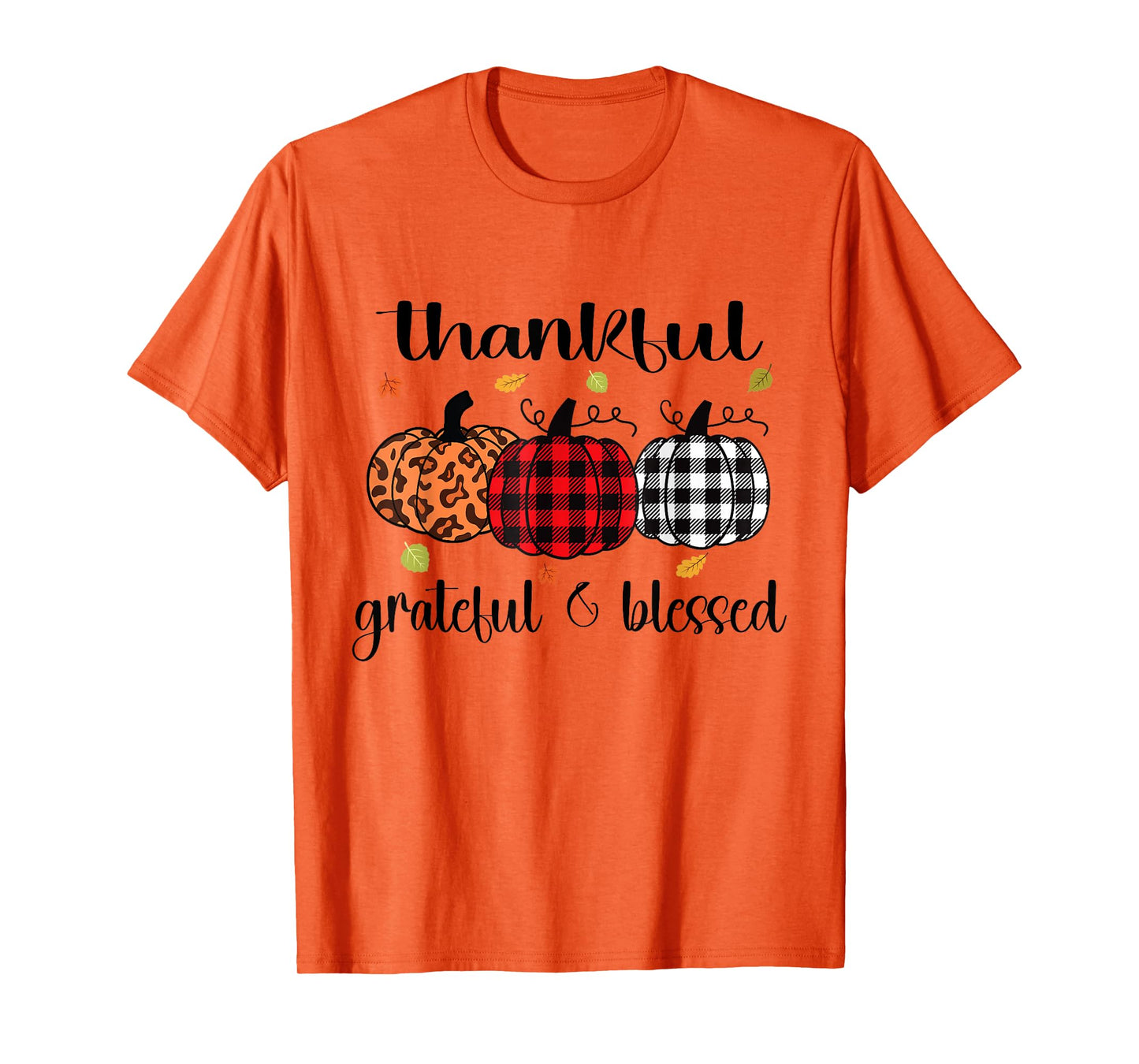Thankful Grateful Blessed Pumpkin Autumn Happy Thanksgiving T-Shirt