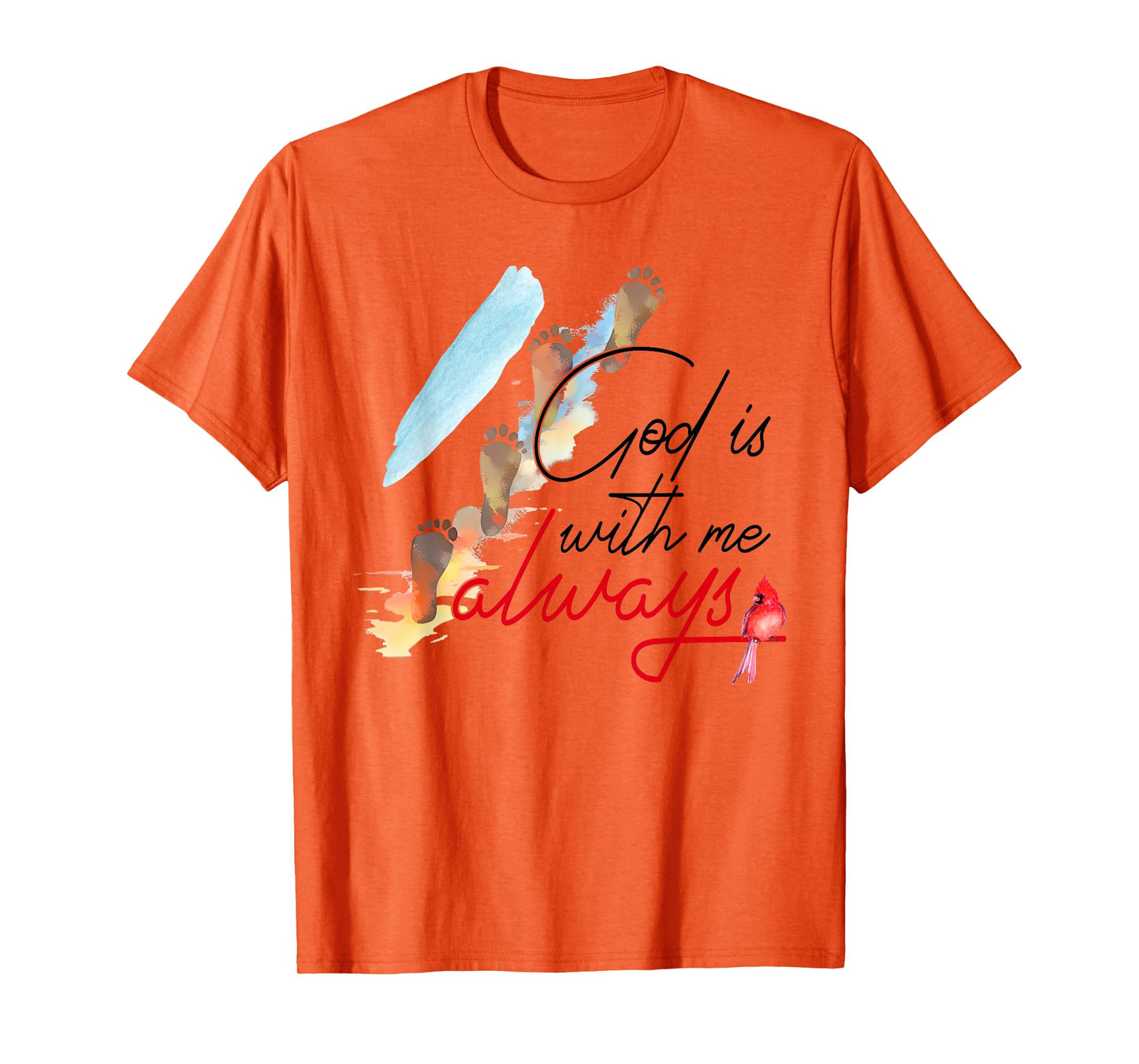 Christian Faith, God is with me Always, Beach Footprints T-Shirt