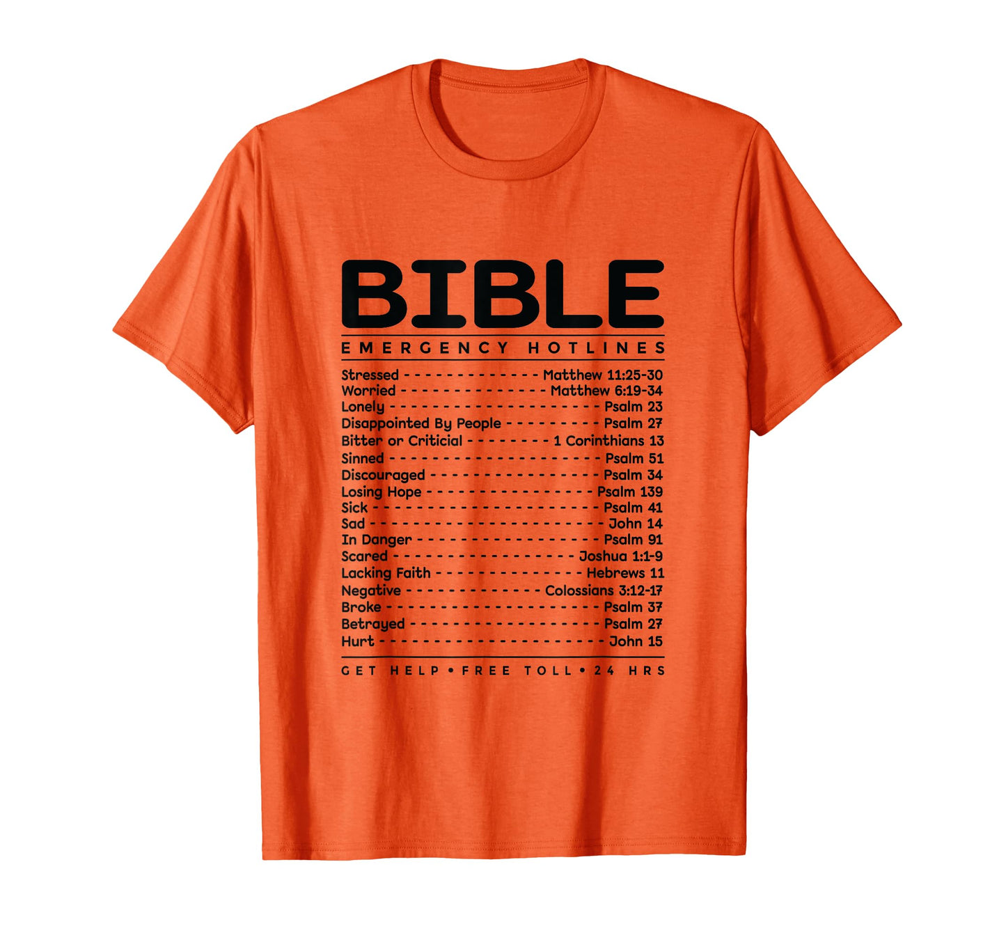 Bible Emergency Hotline Numbers Bible Verse Scripture Gift T-Shirt