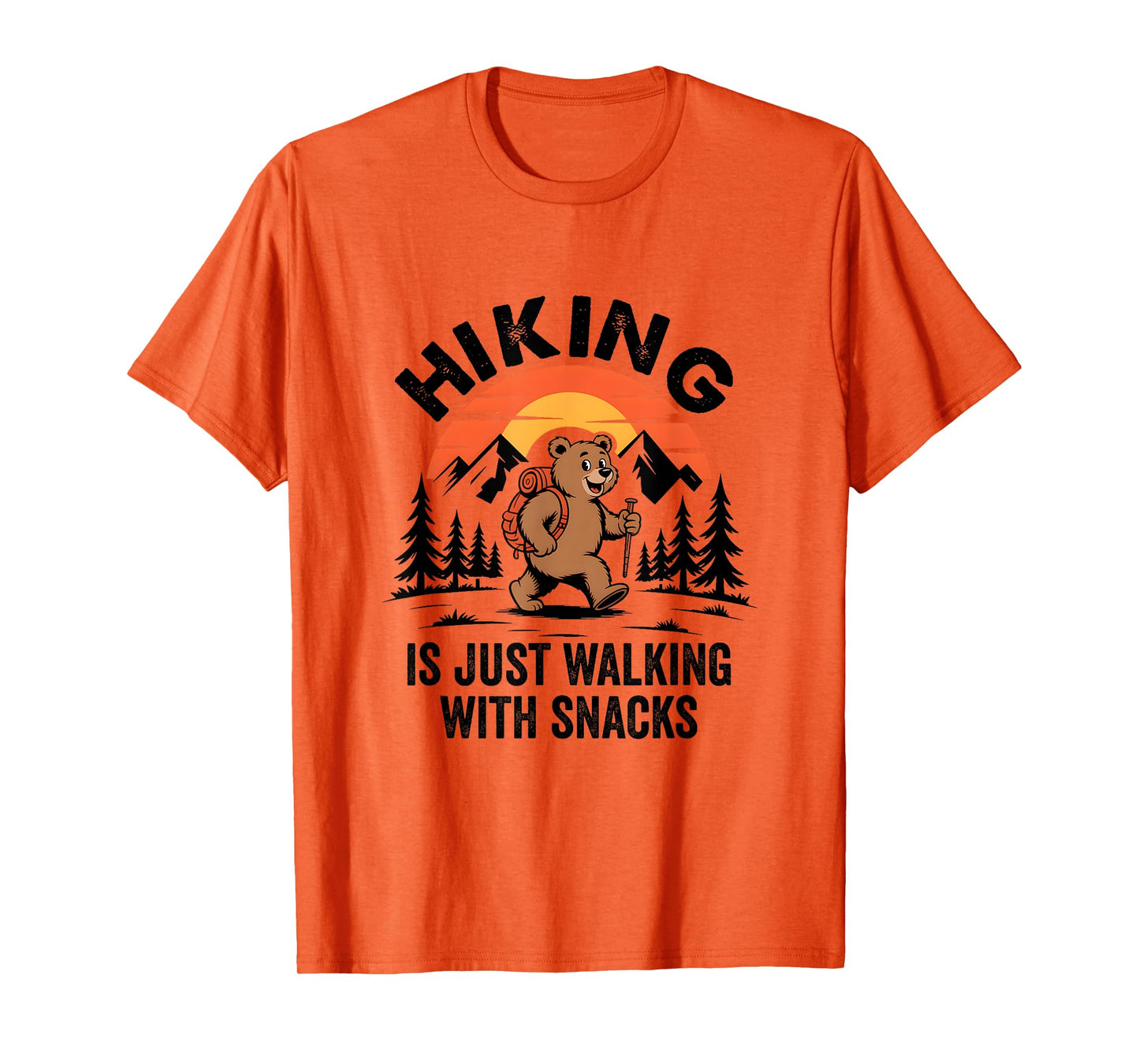 Vintage Hiking Is Just Walking With Snacks Bear Funny Hiking T-Shirt