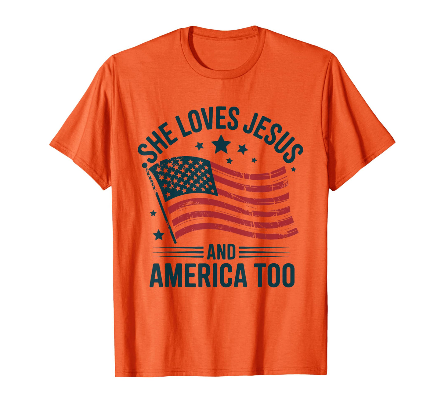 She Loves Jesus And America Too American USA Flag Men Women T-Shirt