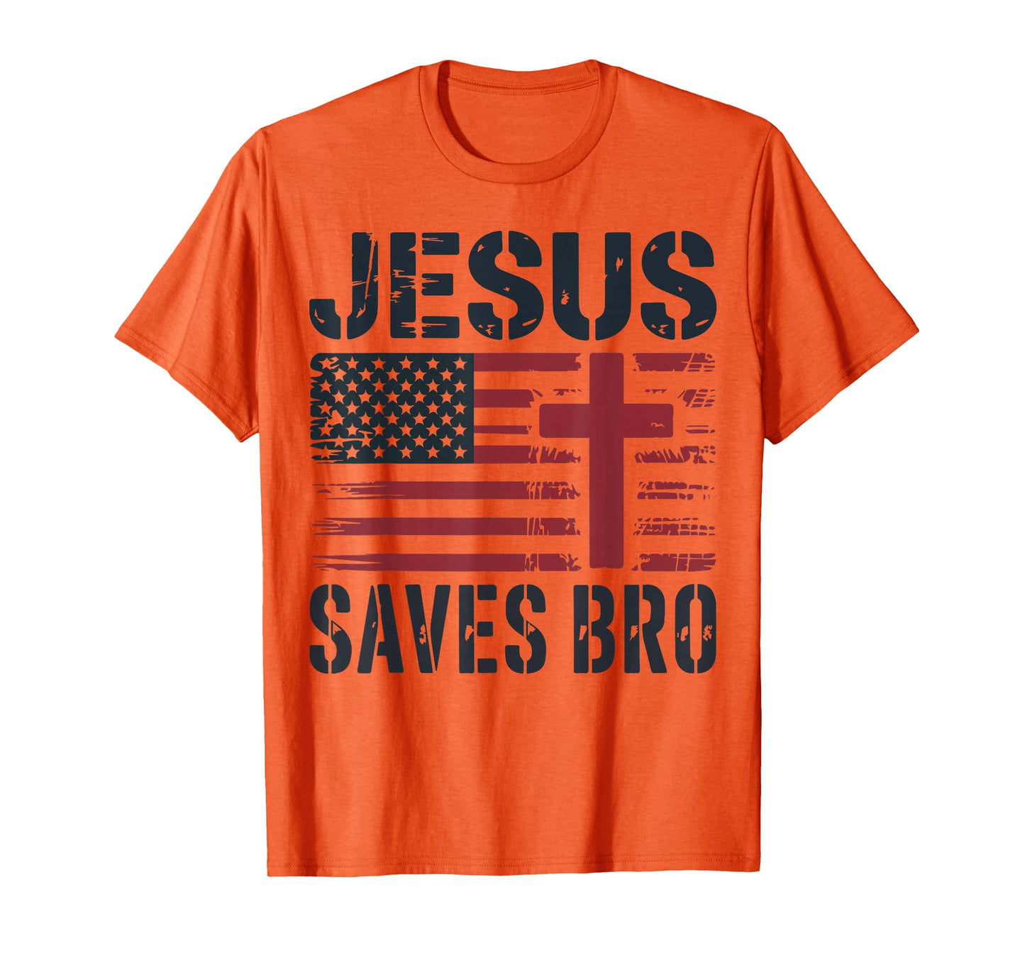Jesus Save Bro American Flag Christian Patriotic Cross Faith T-Shirt