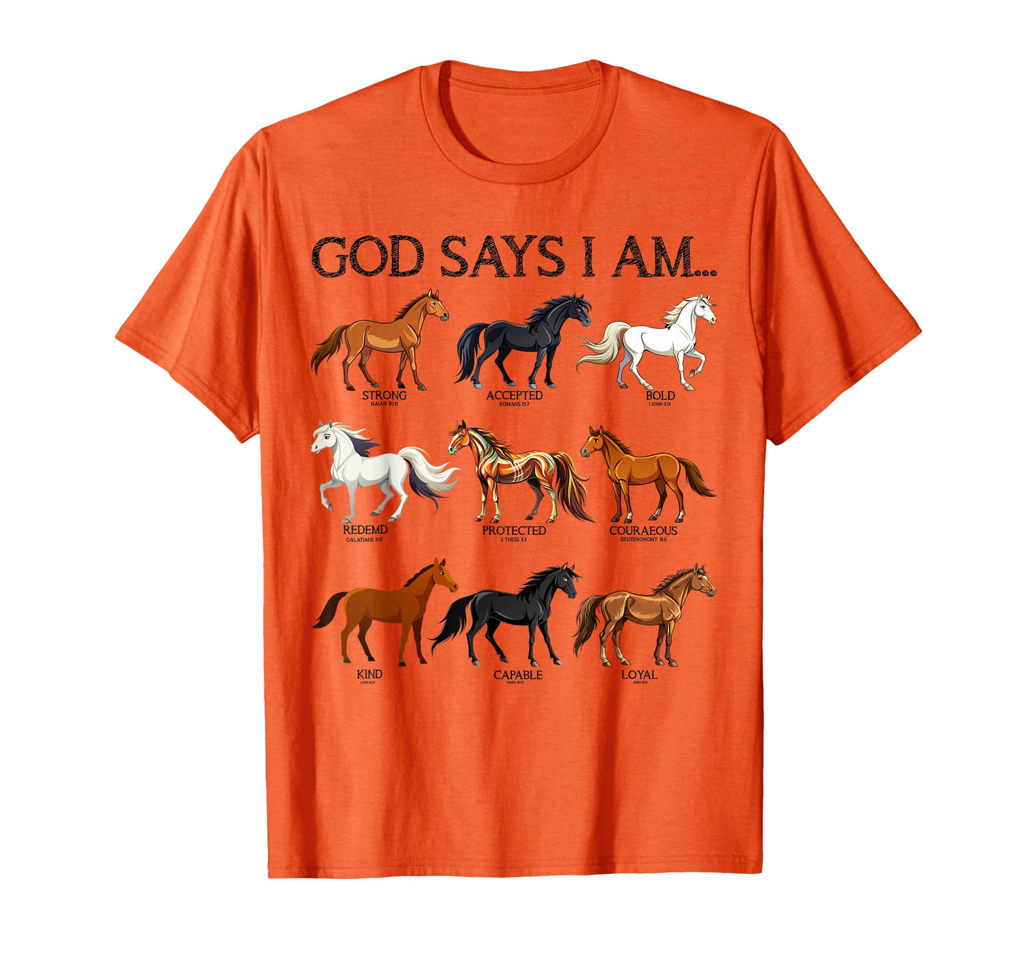 Horses God Says I Am Cute Christian Teen Girl Jesus Love You T-Shirt