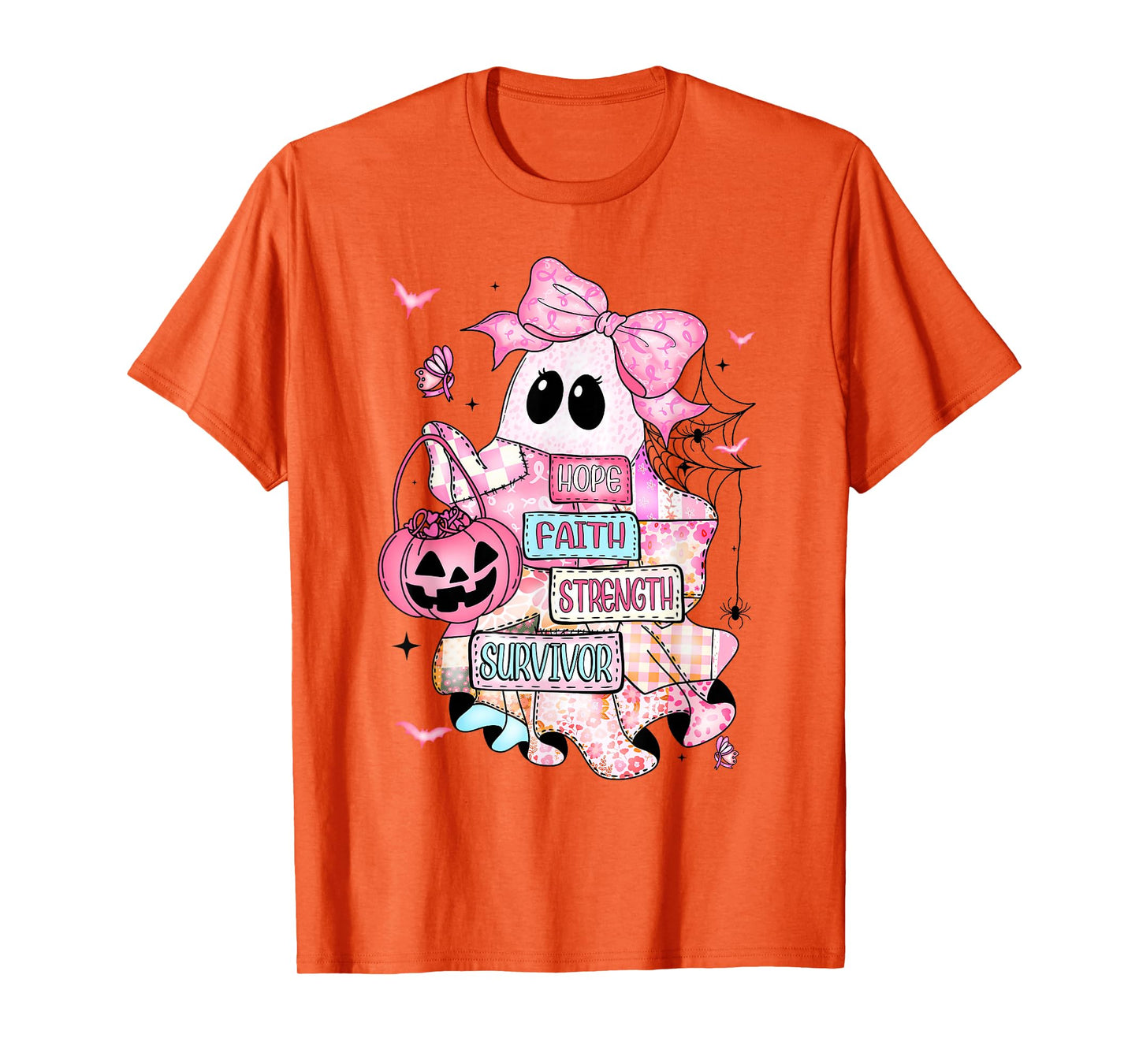 Breast Cancer Awareness Ghost Hope Faith Strength Survivor T-Shirt