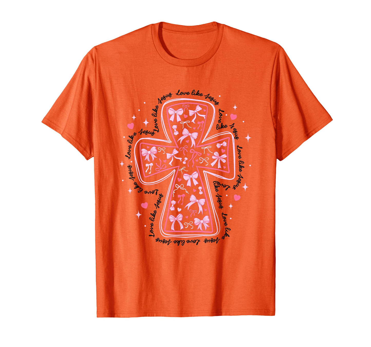 Love Like Jesus Coquette Heart Cross Christian Valentine T-Shirt