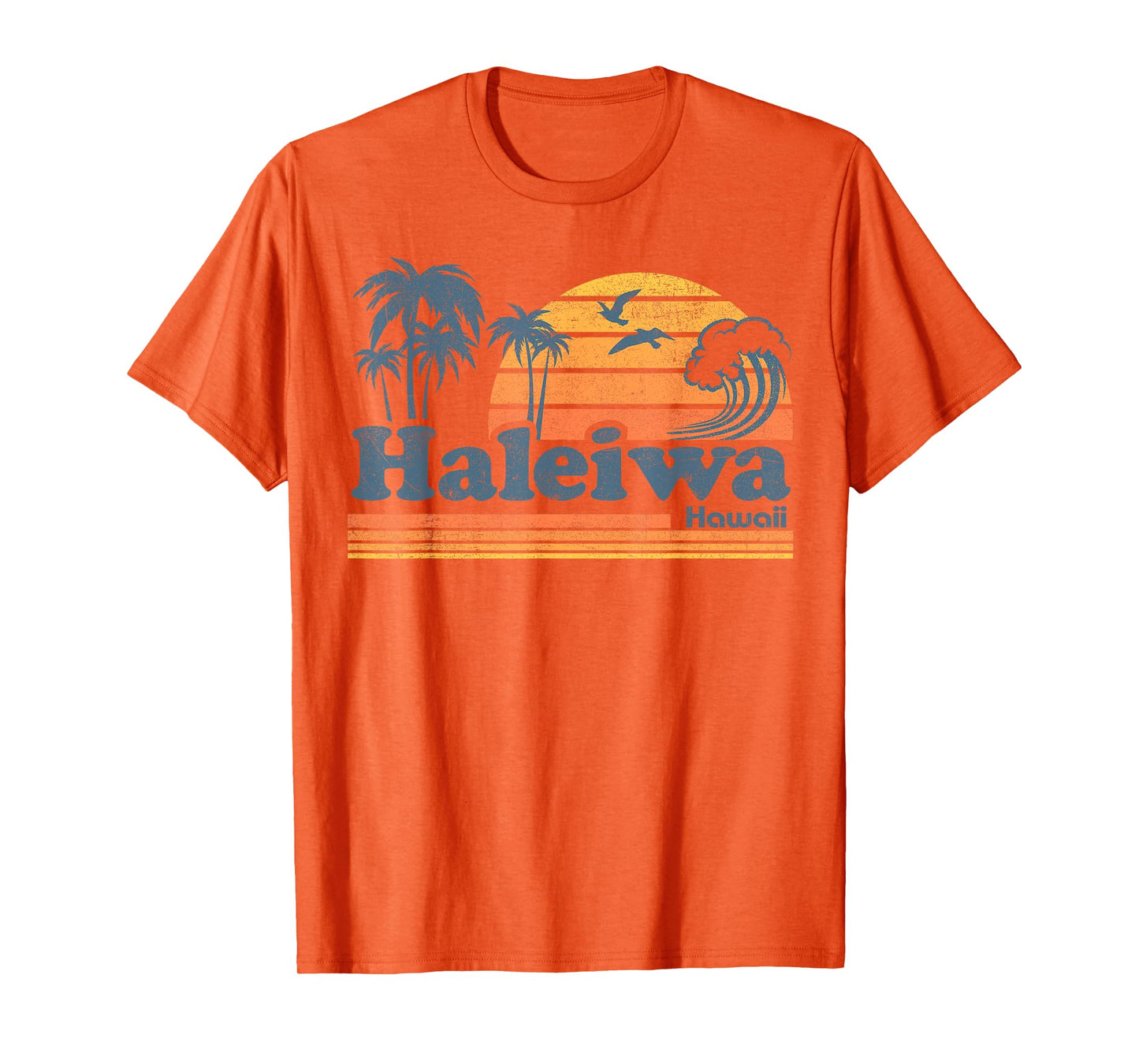 Haleiwa Oahu Hawaii Vintage Beach Surfing 70s Retro Hawaiian T-Shirt