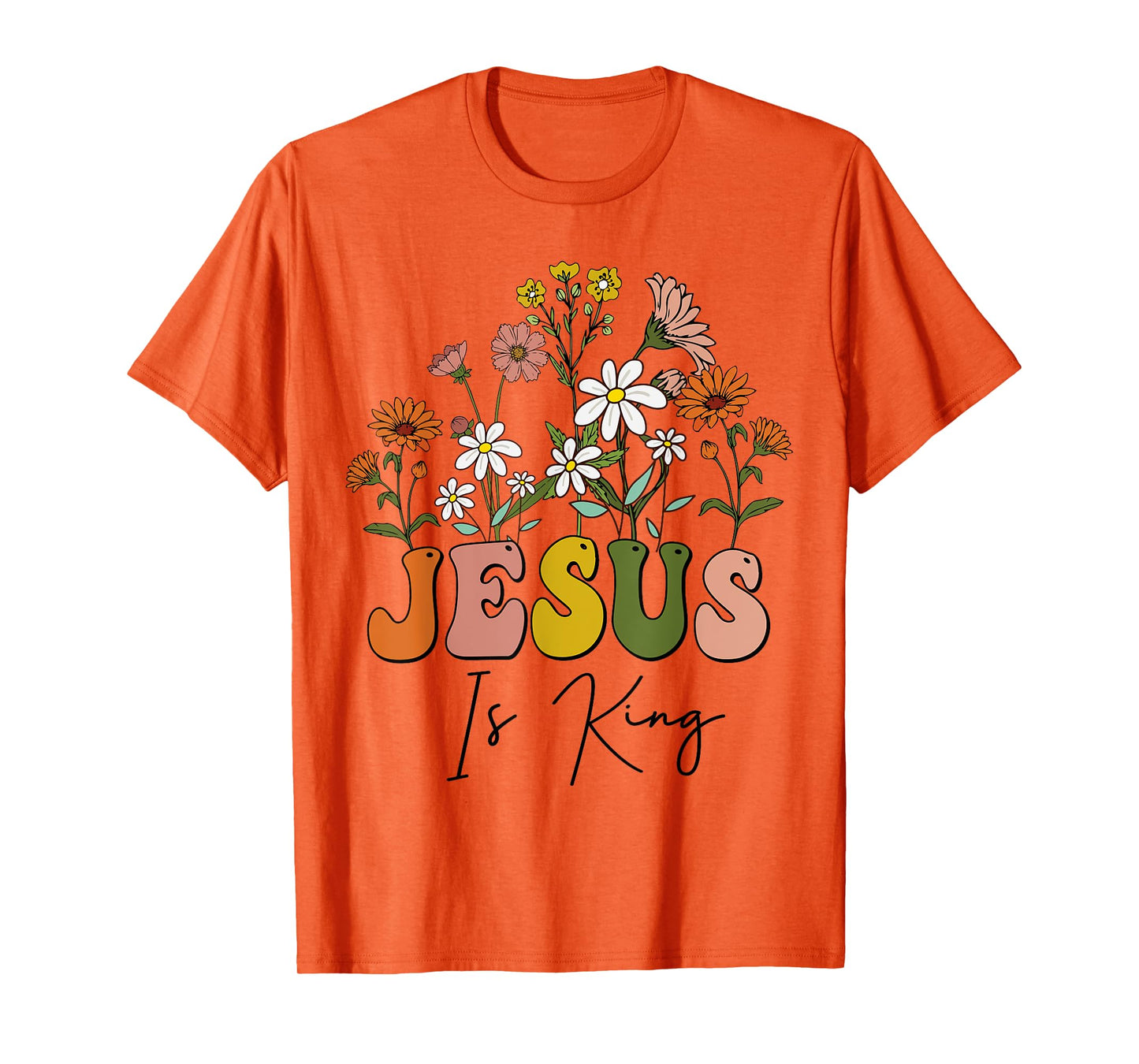 Floral Christian-Shirt Jesus Is King Cute Girl Teen Women T-Shirt