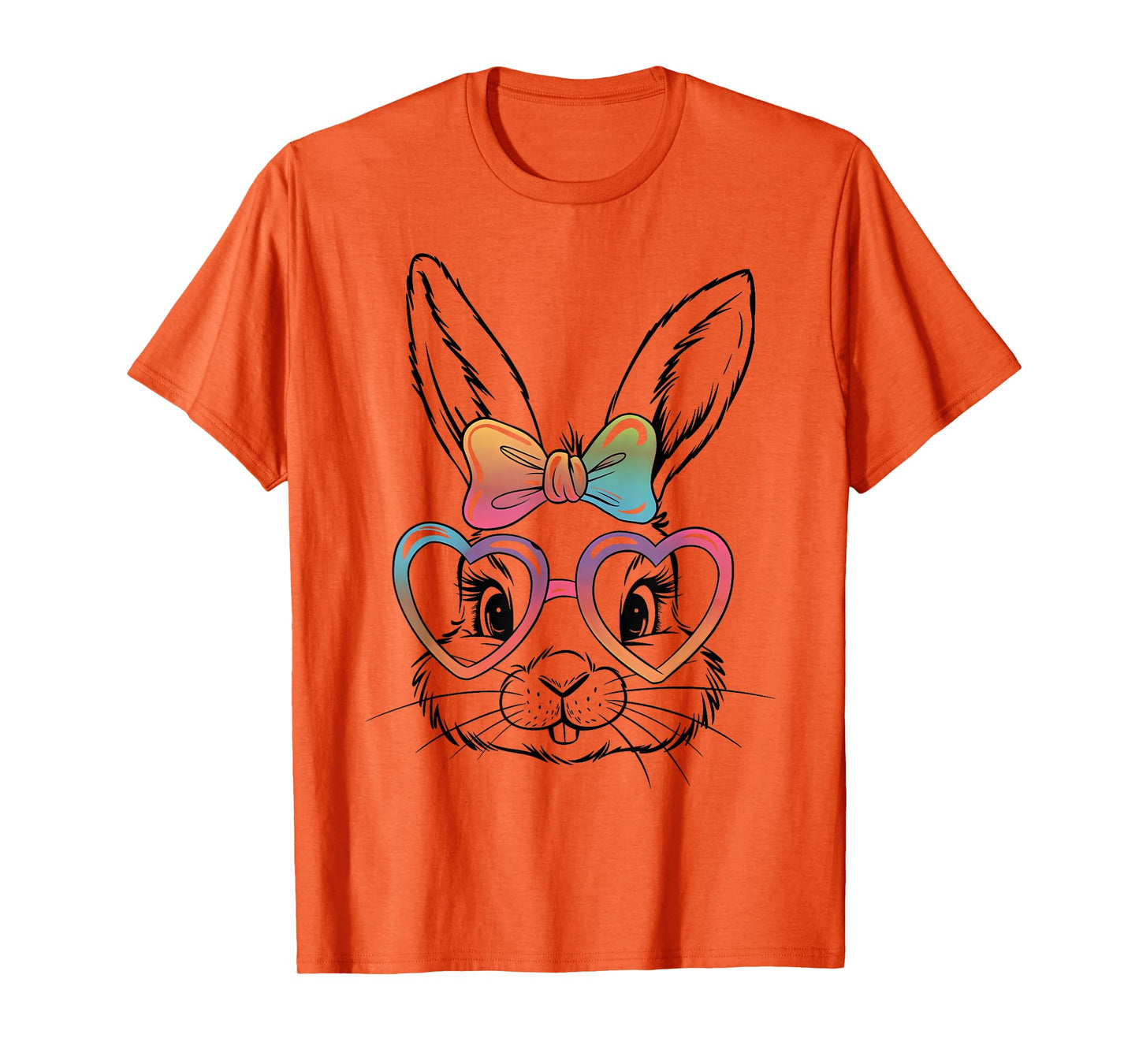Cute Bunny Rabbit Face Tie Dye Glasses Girl Happy Easter Day T-Shirt