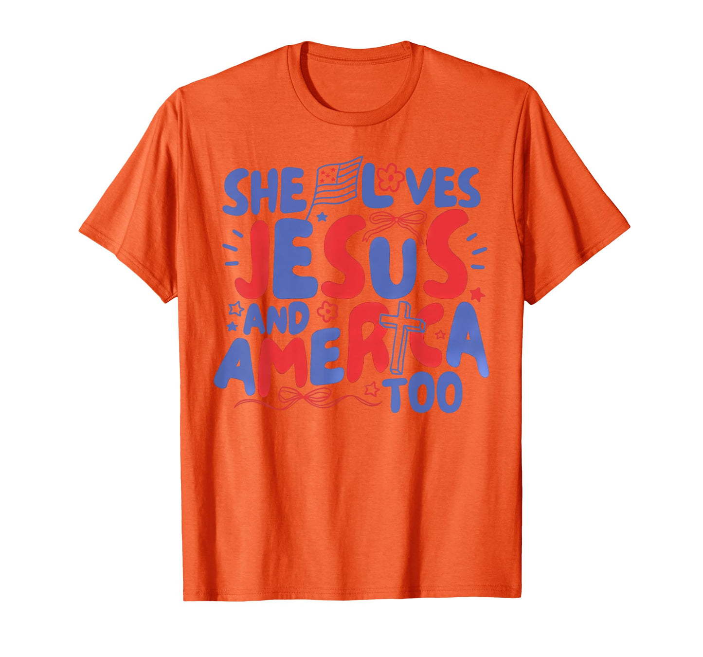 She Loves Jesus And America Too Christian Retro 4th of July T-Shirt